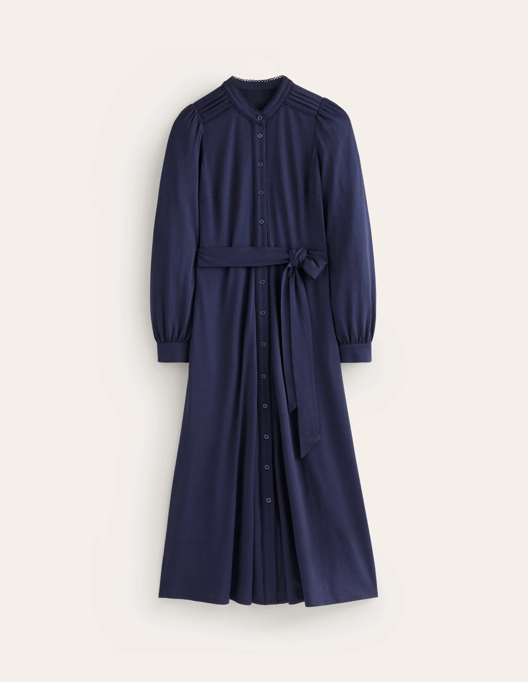 Rowena Trim Jersey Shirt Dress-Navy - Image 5