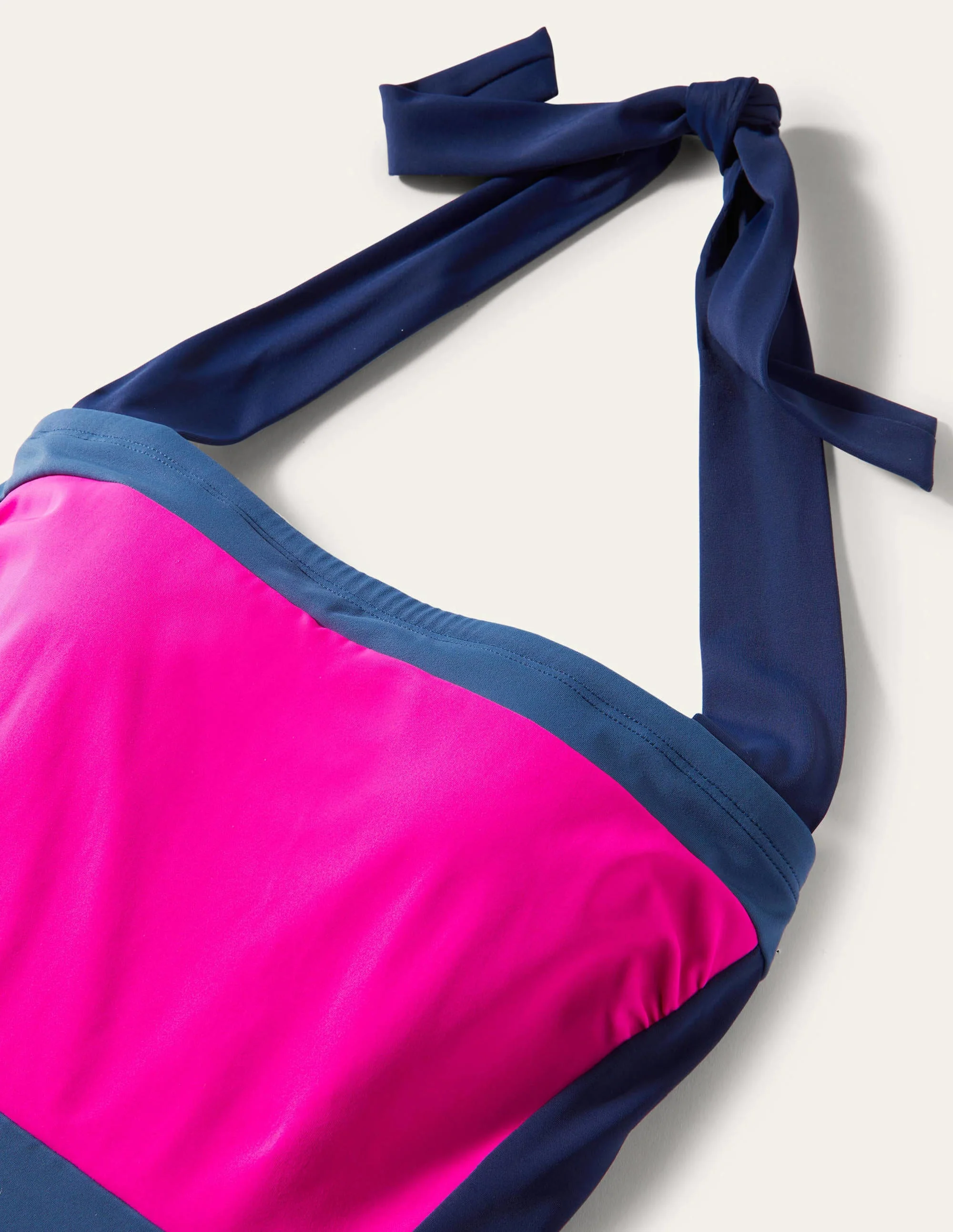 Santorini Halterneck Swimsuit-Neon Pink Colourblock - Image 5