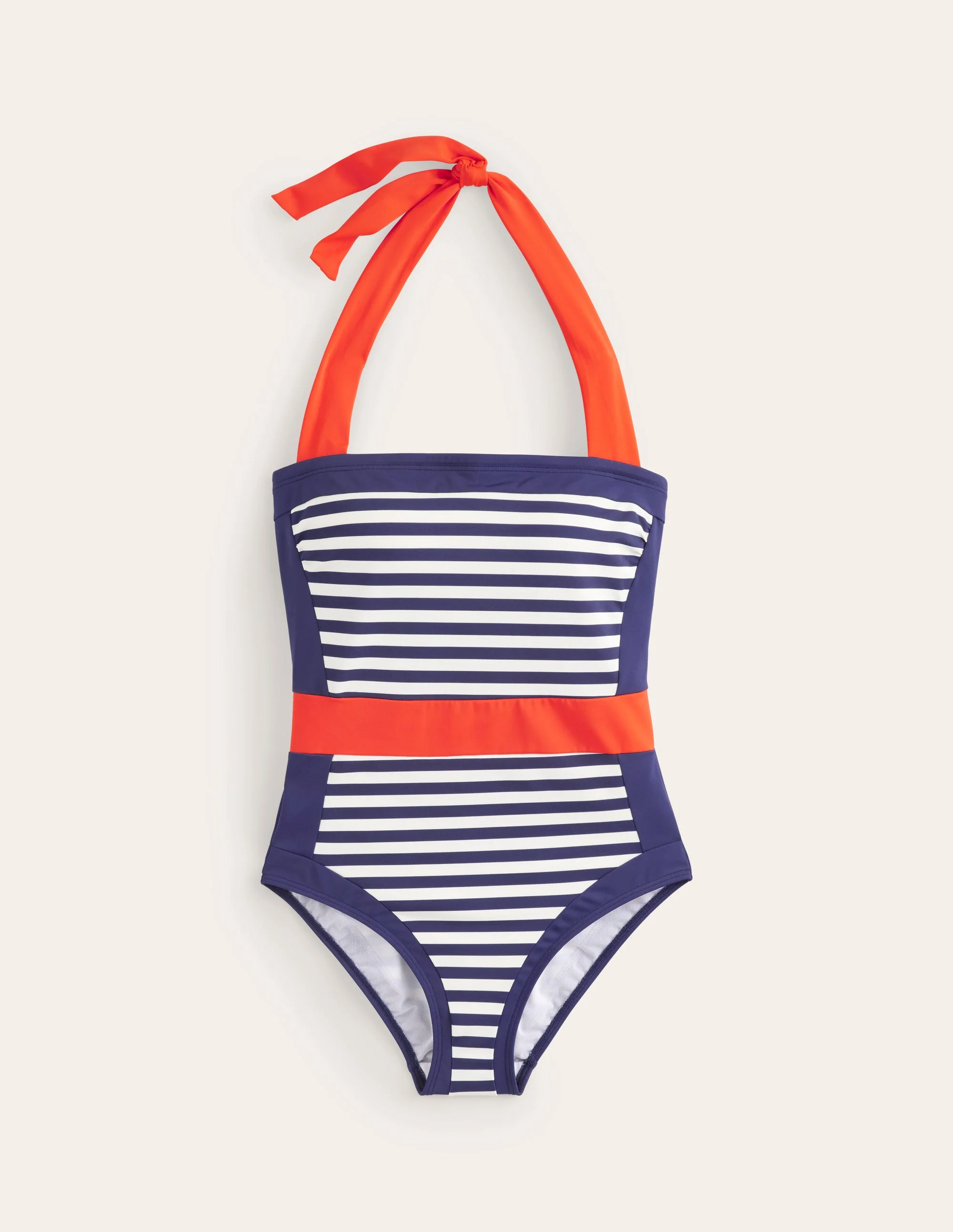 Santorini Halterneck Swimsuit-Red, Navy Stripe - Image 5