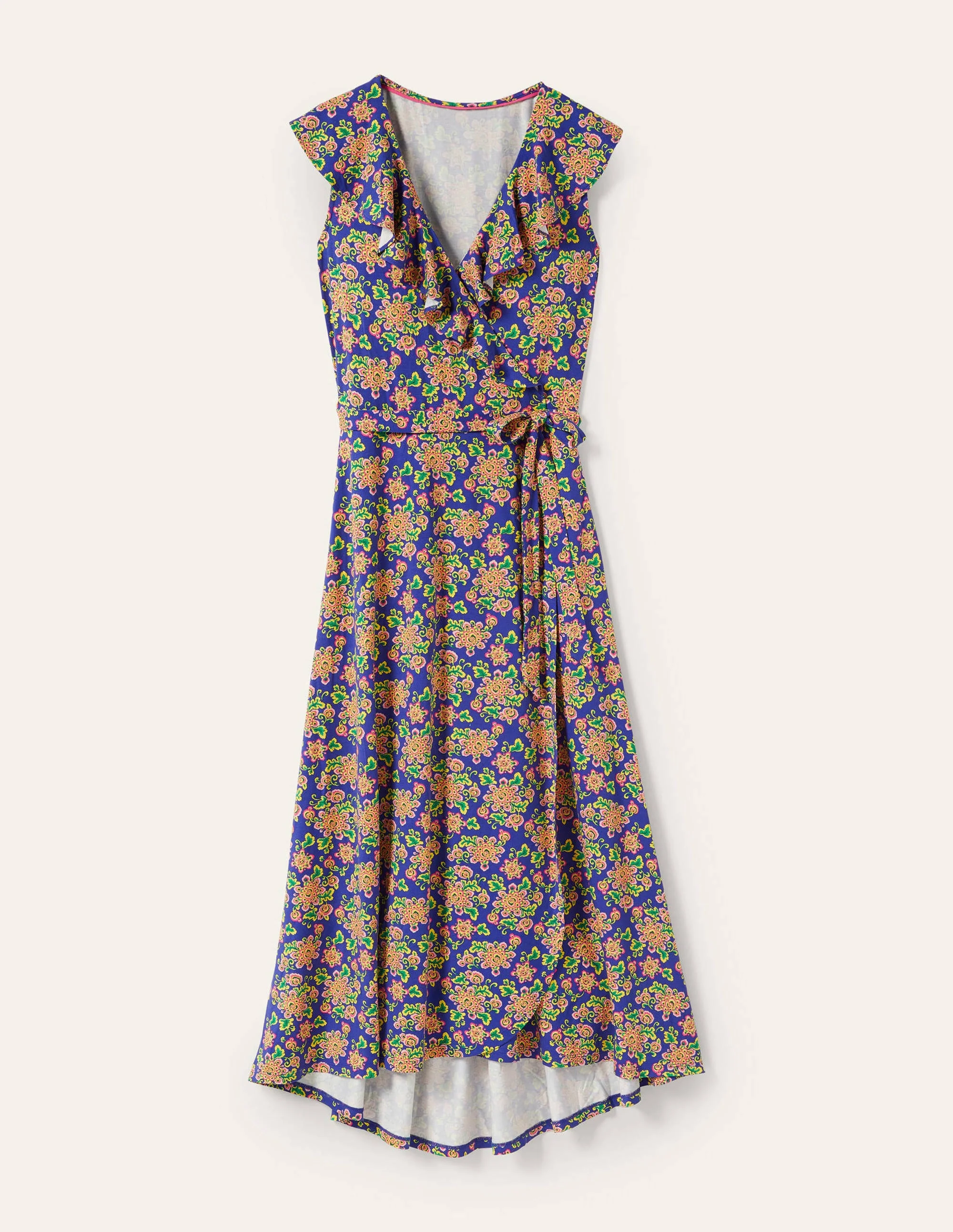 Saskia Wrap Jersey Maxi Dress-Atlantic Ocean, Wild Blooms - Image 9