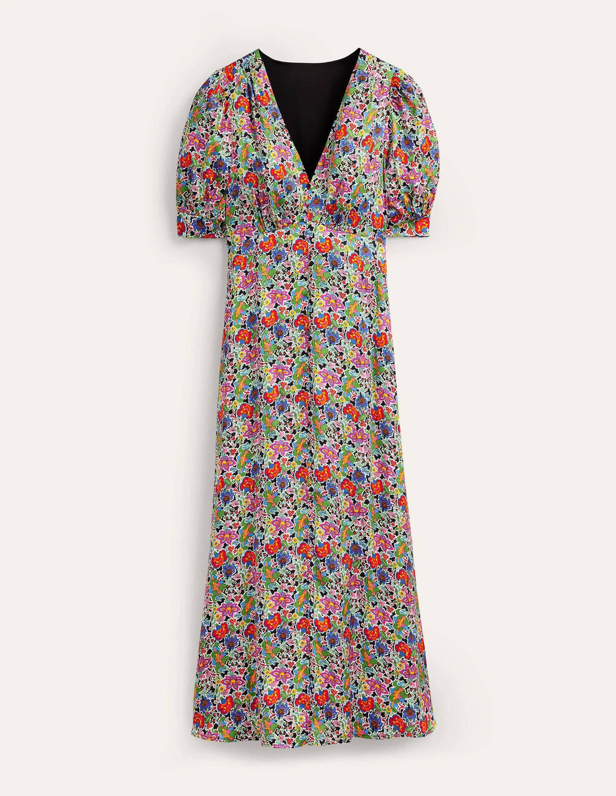 Satin Midi Tea Dress-Multi, Carnation Garden - Image 5