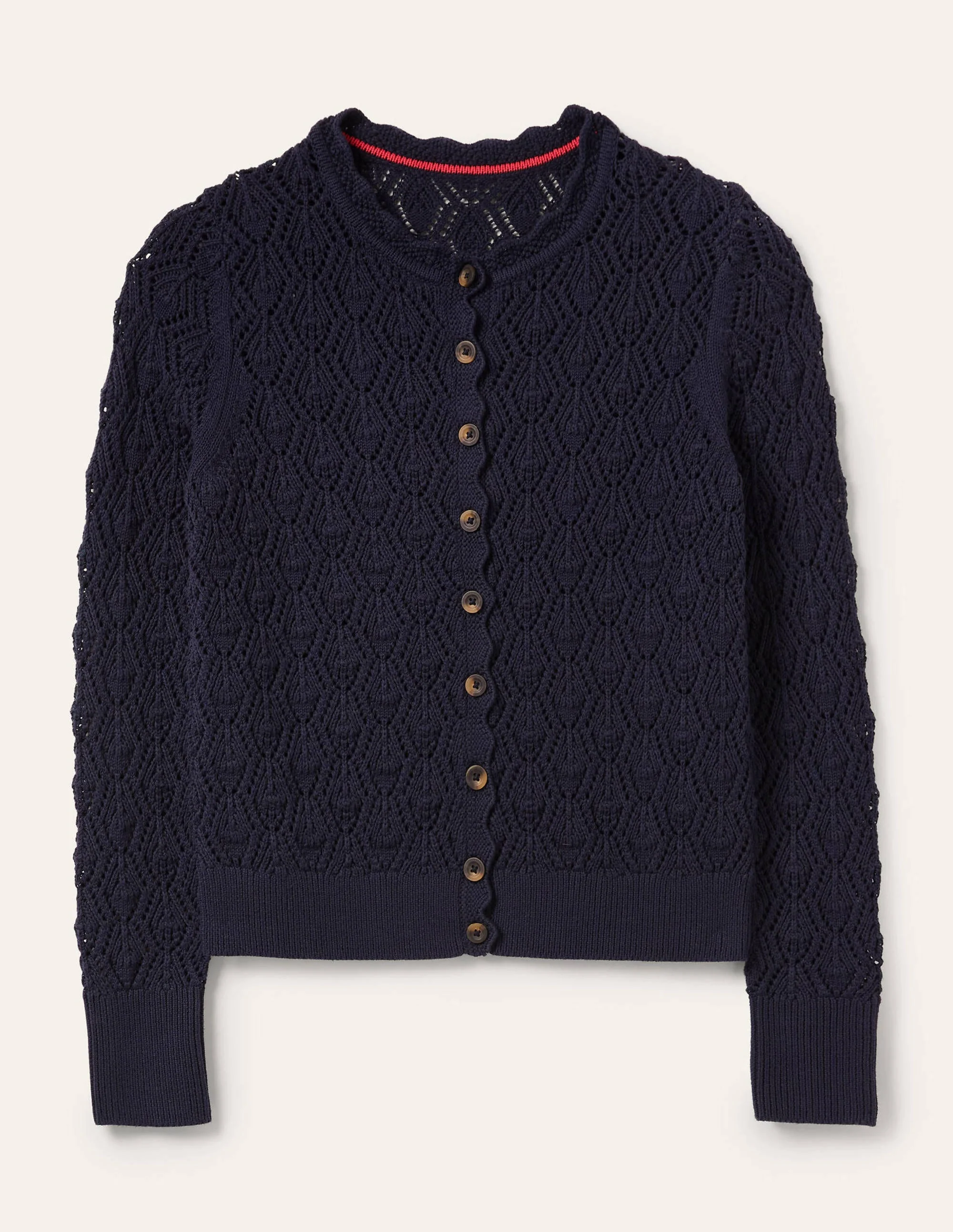 Scallop Crochet Cardigan-navy - Image 7