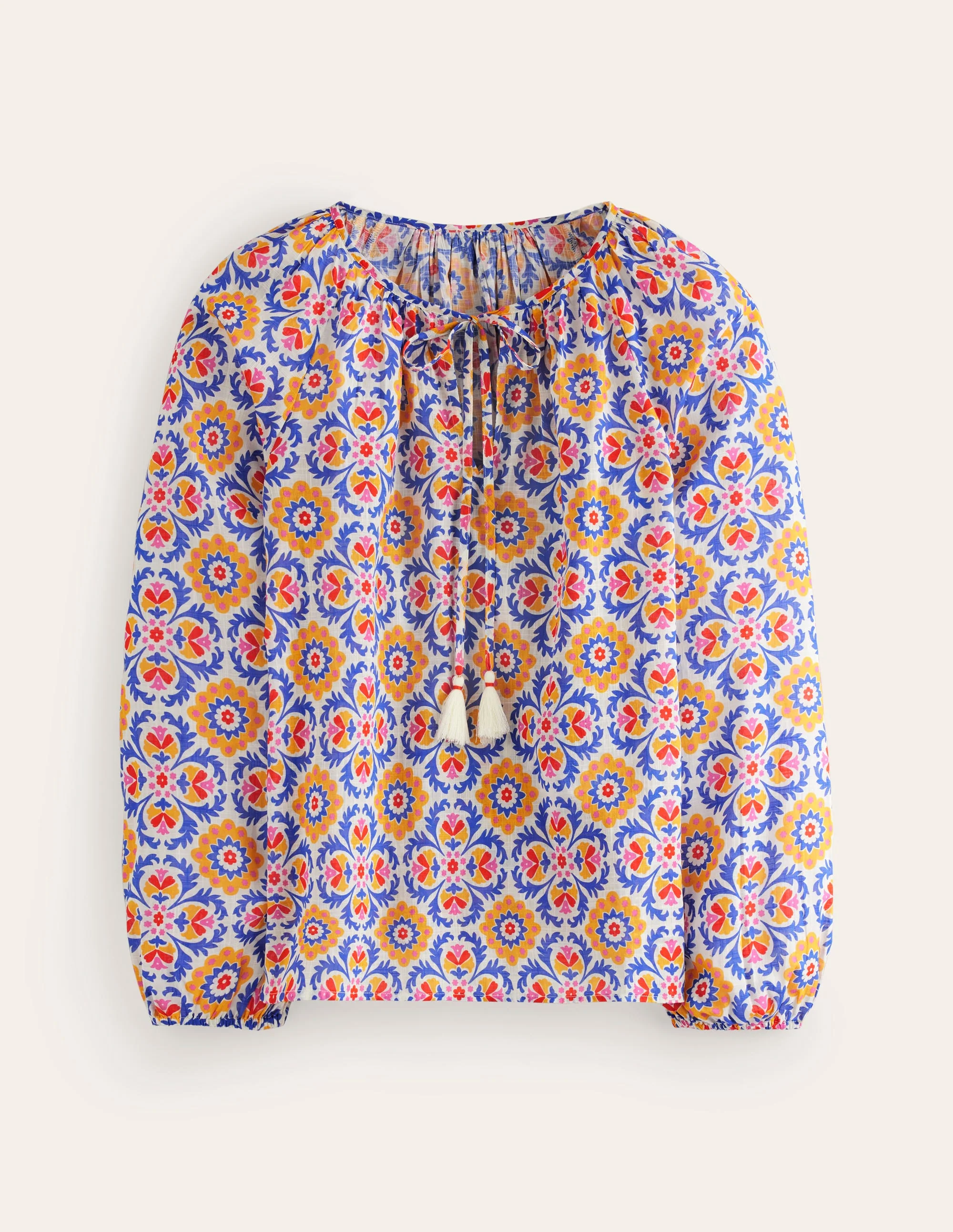 Serena Cotton Blouse-Artisan’s Gold, Mosaic Bloom - Image 8