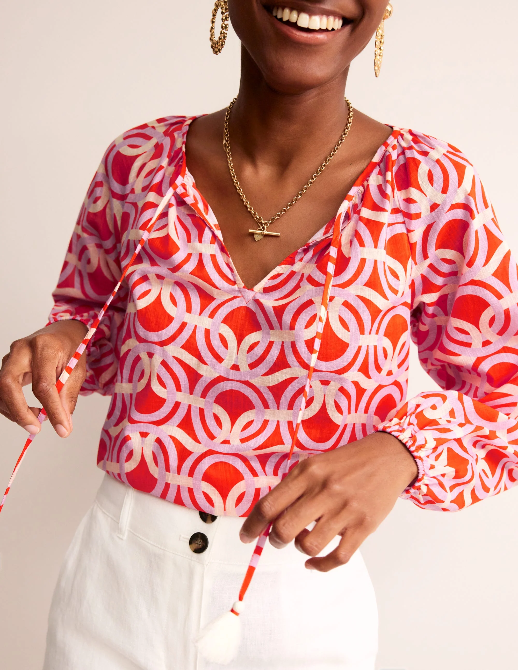 Serena Cotton Blouse-Fiesta, Geo Whirl - Image 2