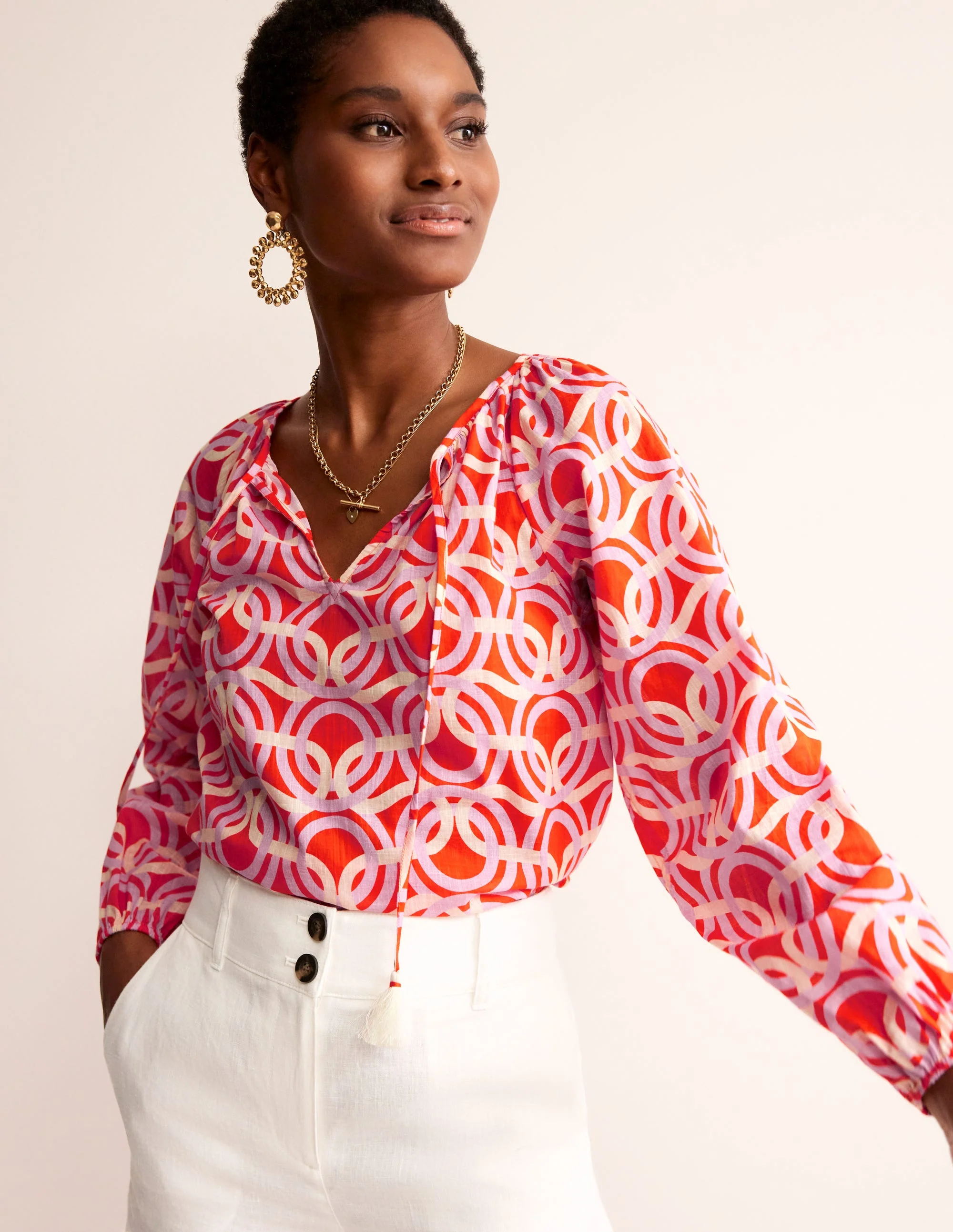 Serena Cotton Blouse-Fiesta, Geo Whirl - Image 4
