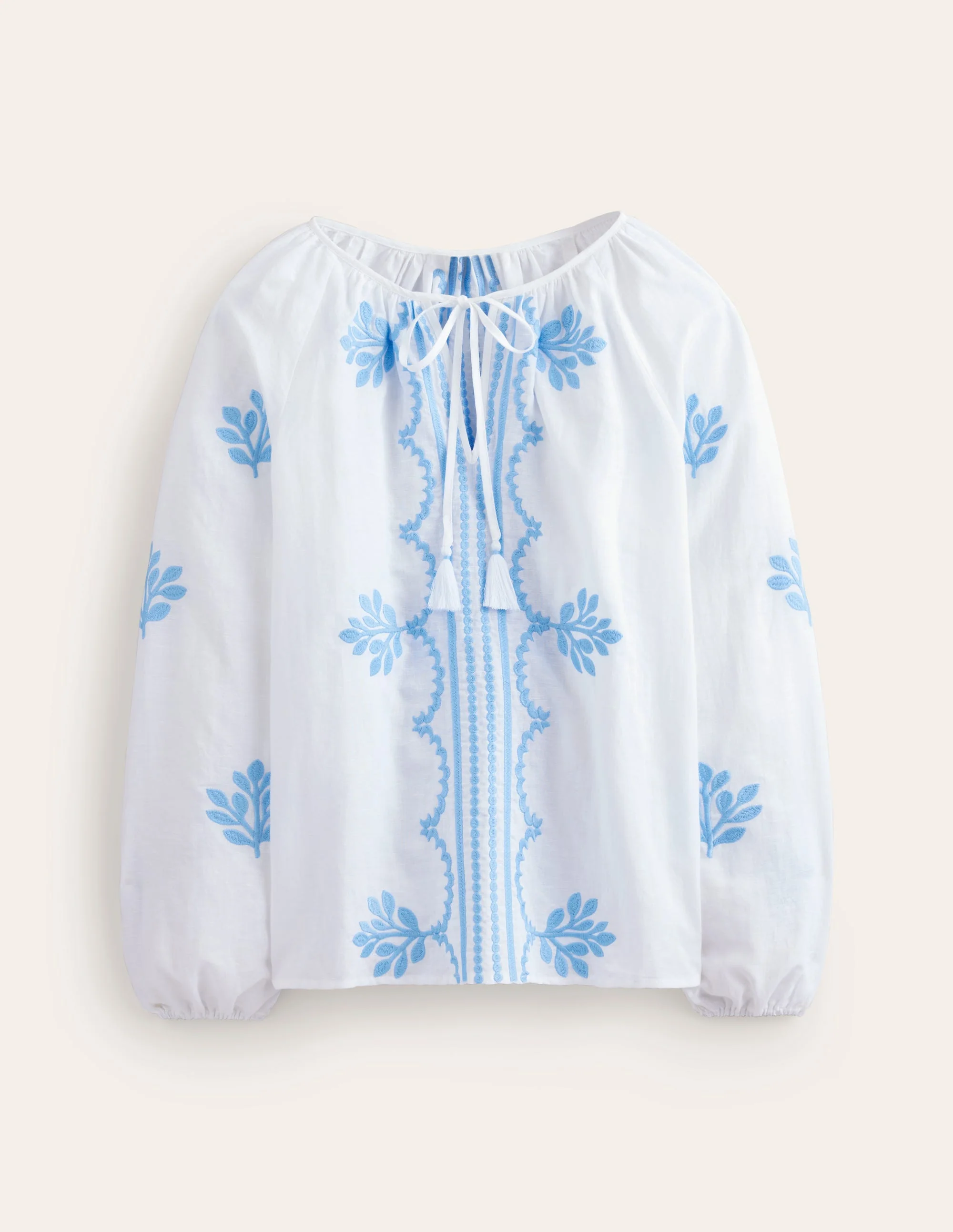 Serena Embroidered Blouse-White - Image 5