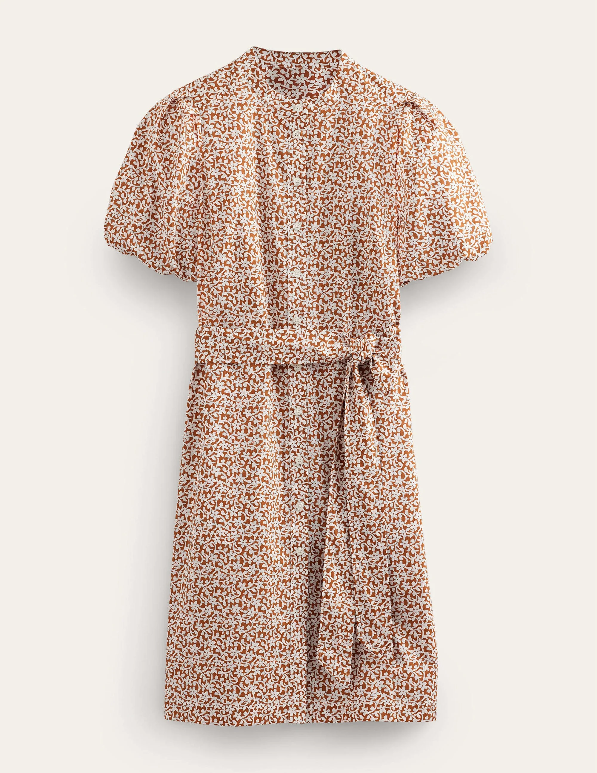 Short Sleeve Shirt Dress-Pumpkin, Flower Stem - Image 5