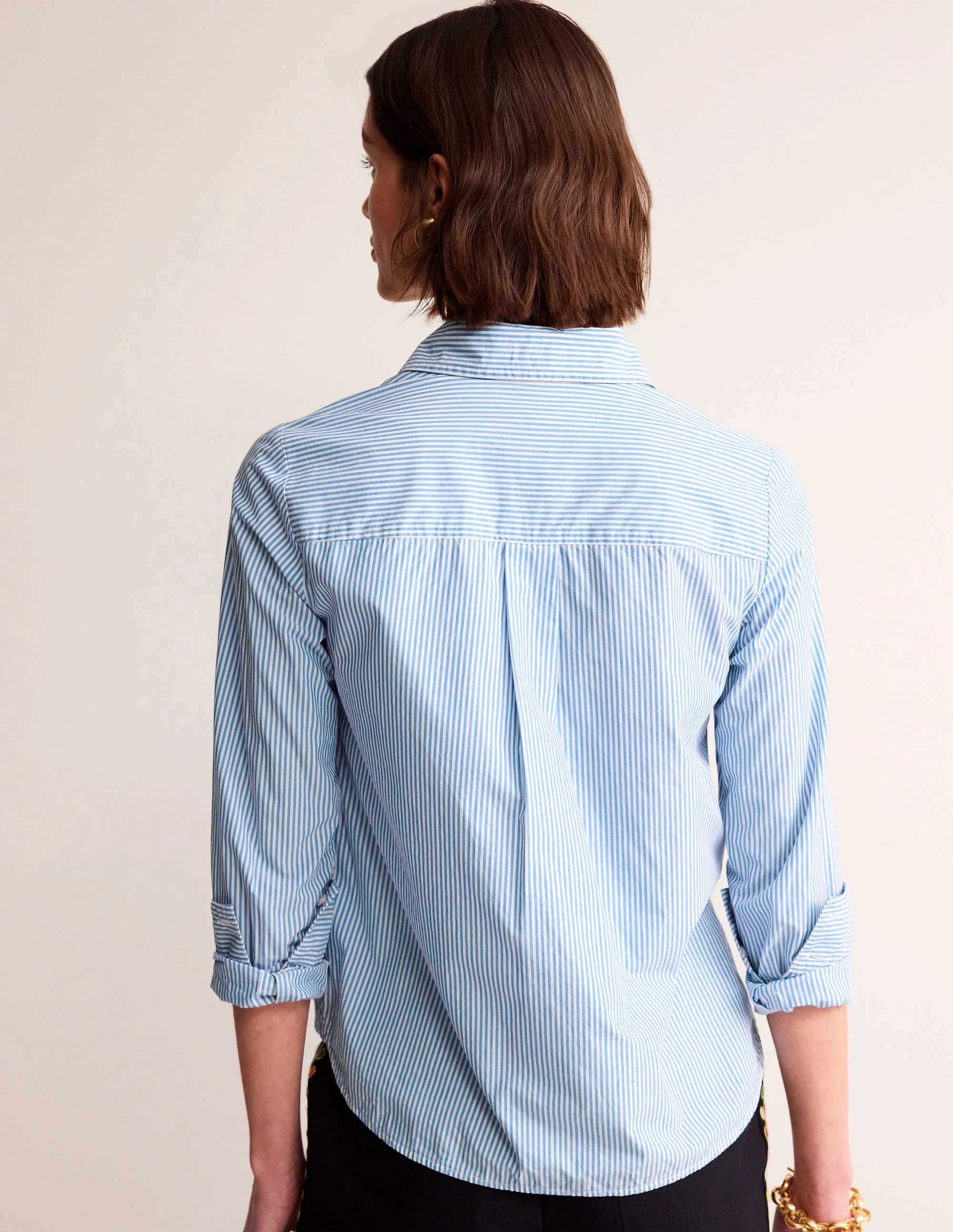 Sienna Cotton Shirt-Fine Blue Stripe - Image 3