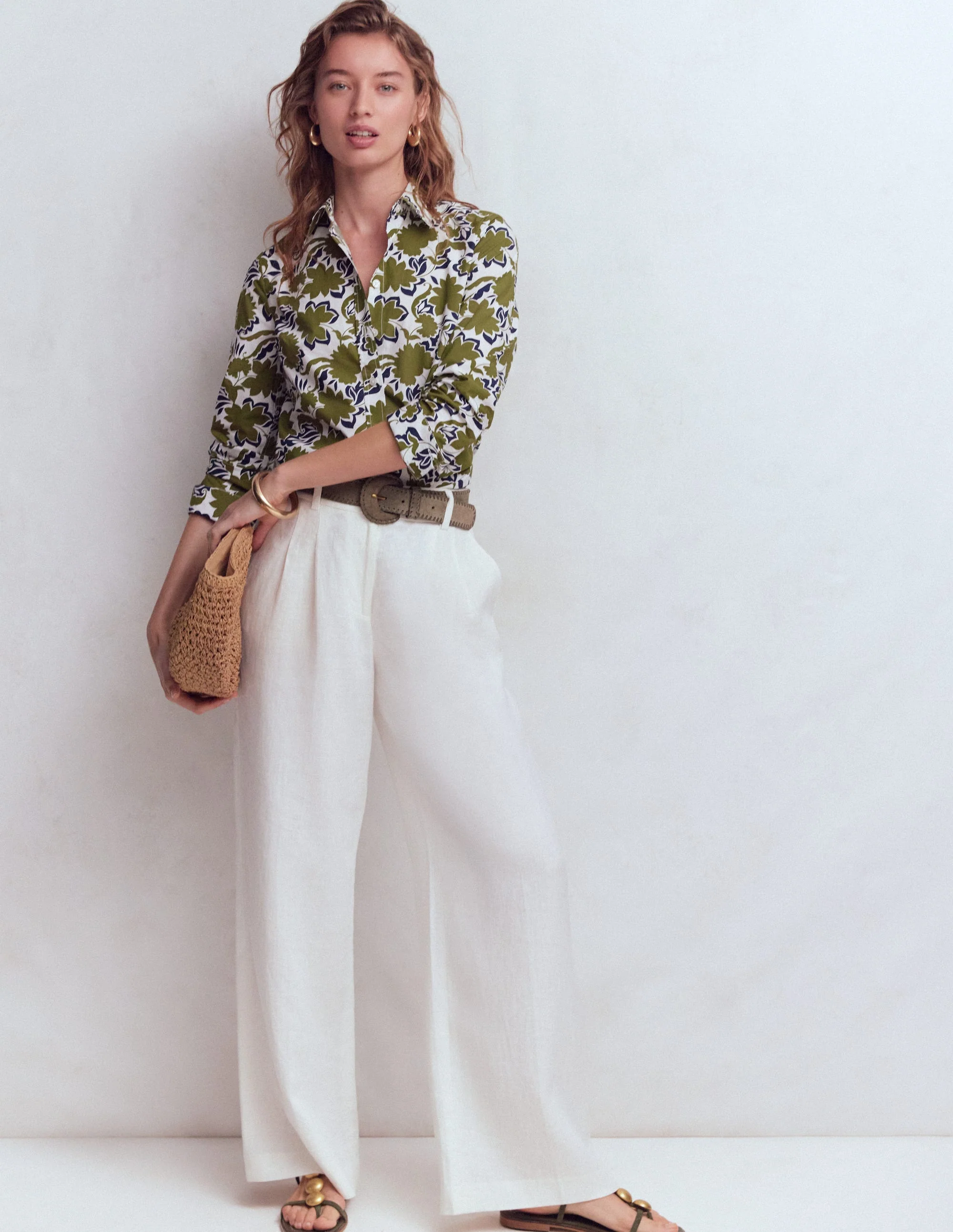 Sienna Cotton Shirt-Olive, Shadow Blossom - Image 5