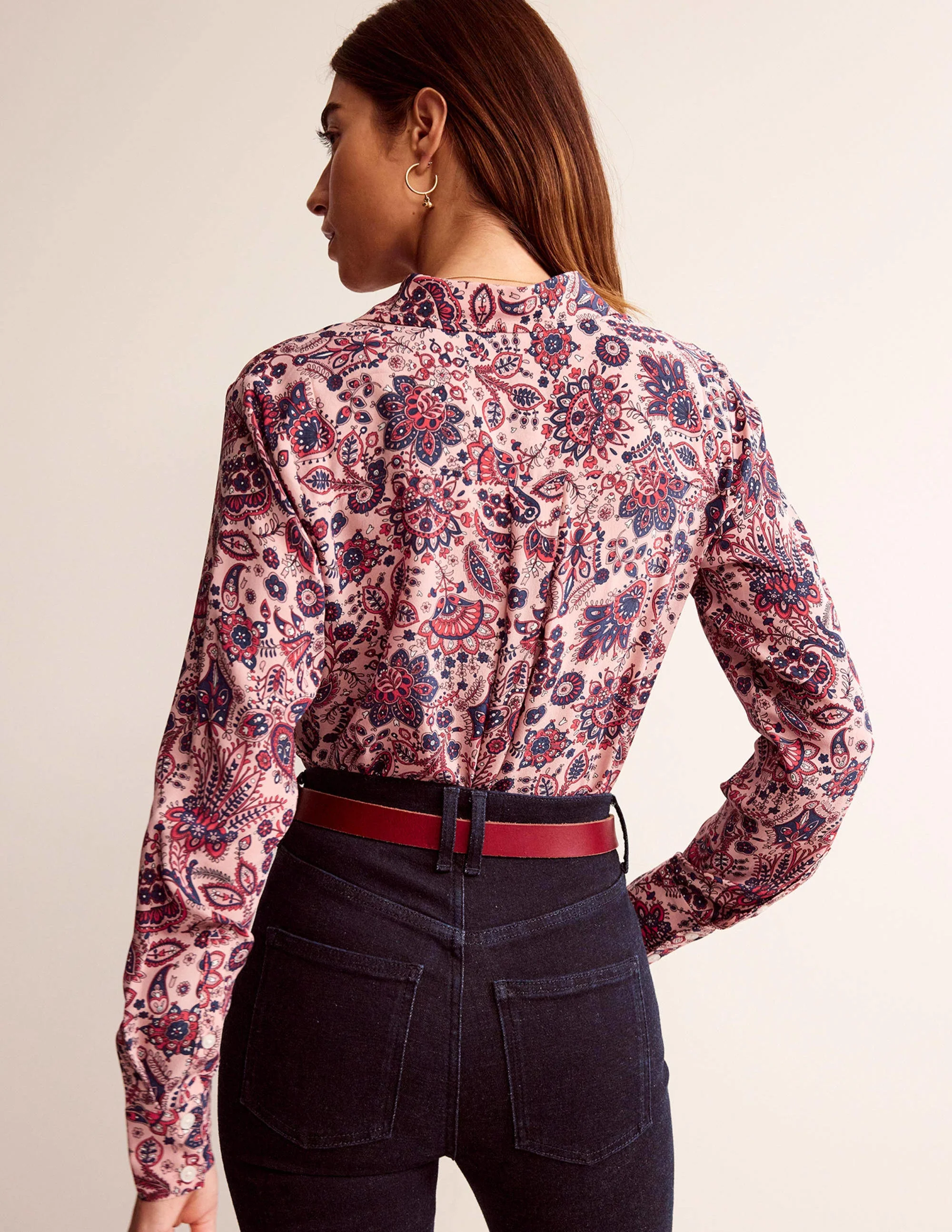 Sienna Silk Shirt-Chalky Pink, Azalea Bloom - Image 3