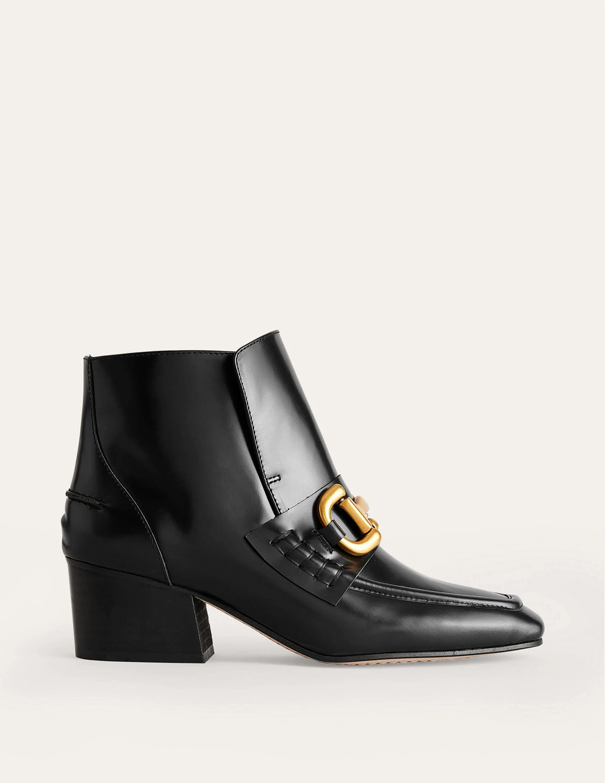Snaffle-Trim Ankle Boots-Black Leather - Image 2