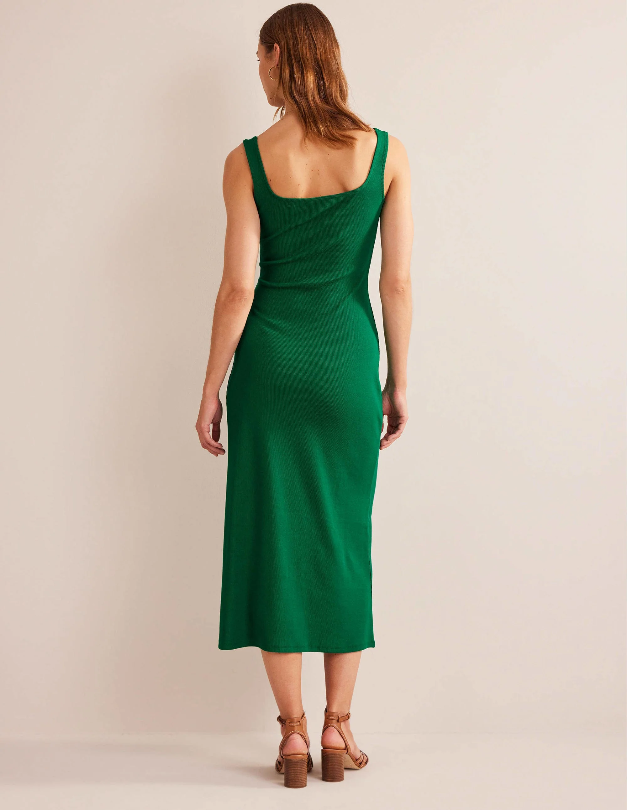 Strappy Rib Jersey Maxi Dress-Bright Emerald - Image 3