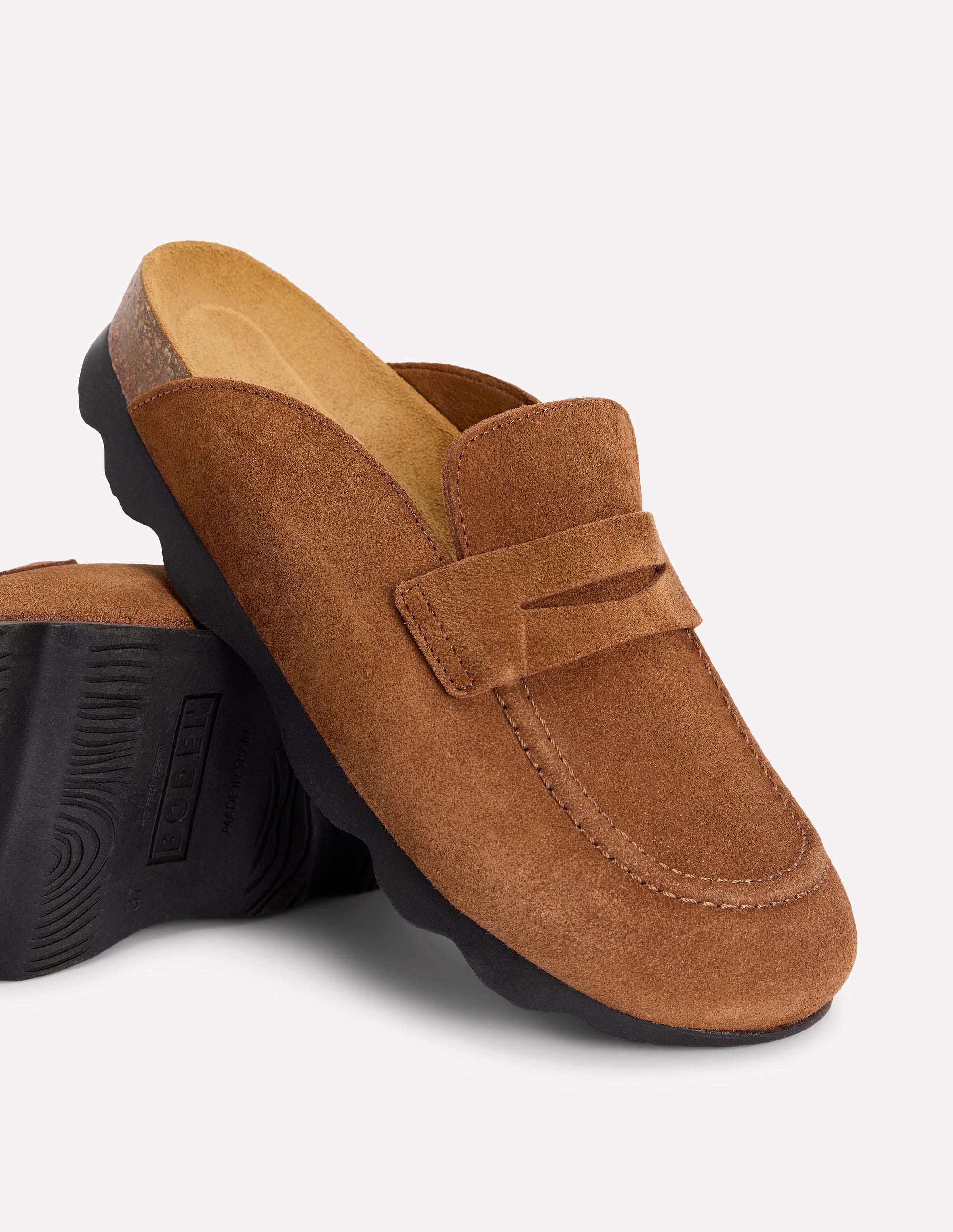 Suede Mule Clog-Raw Umber - Image 4