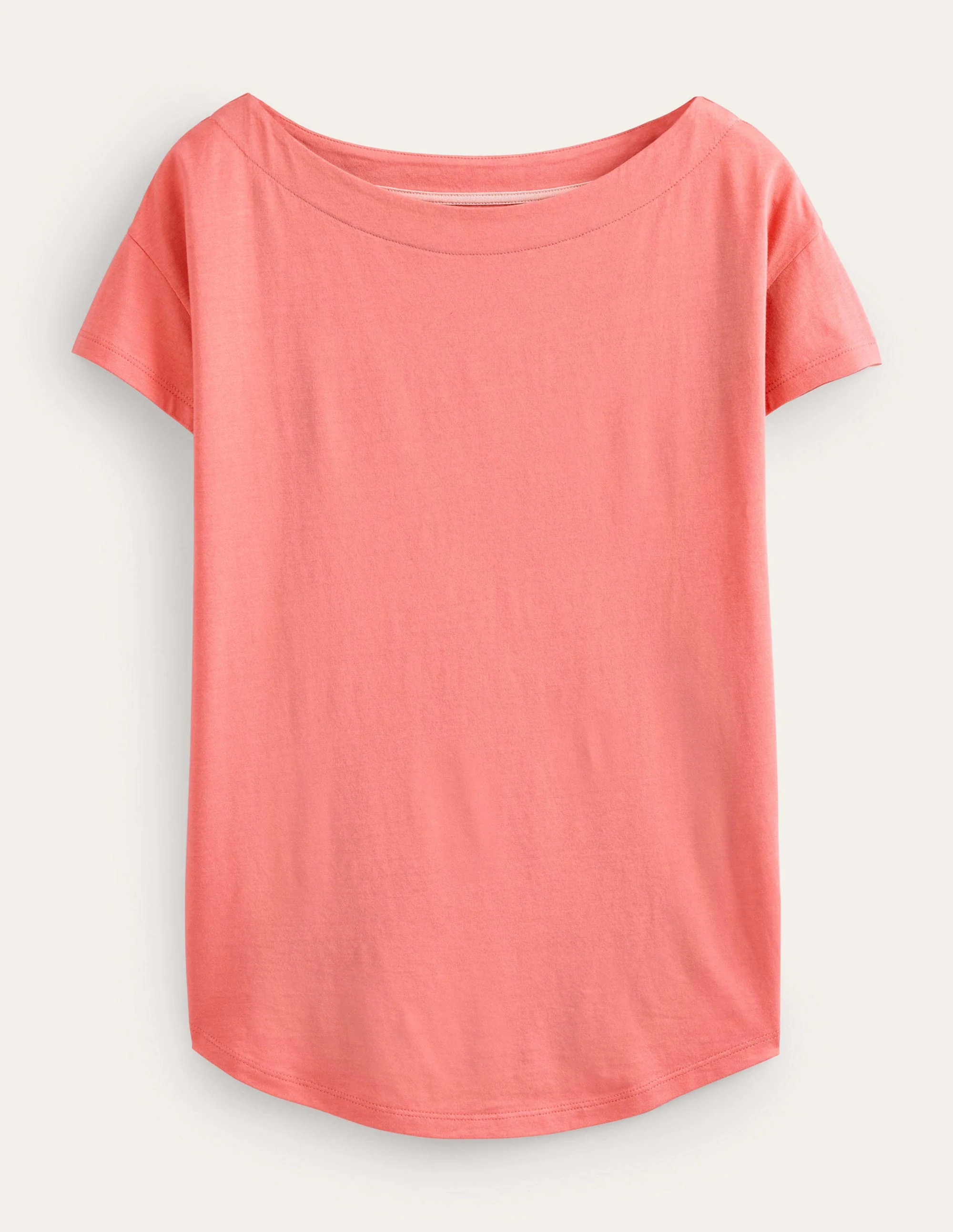 Supersoft Boat Neck T-Shirt-Coral - Image 5