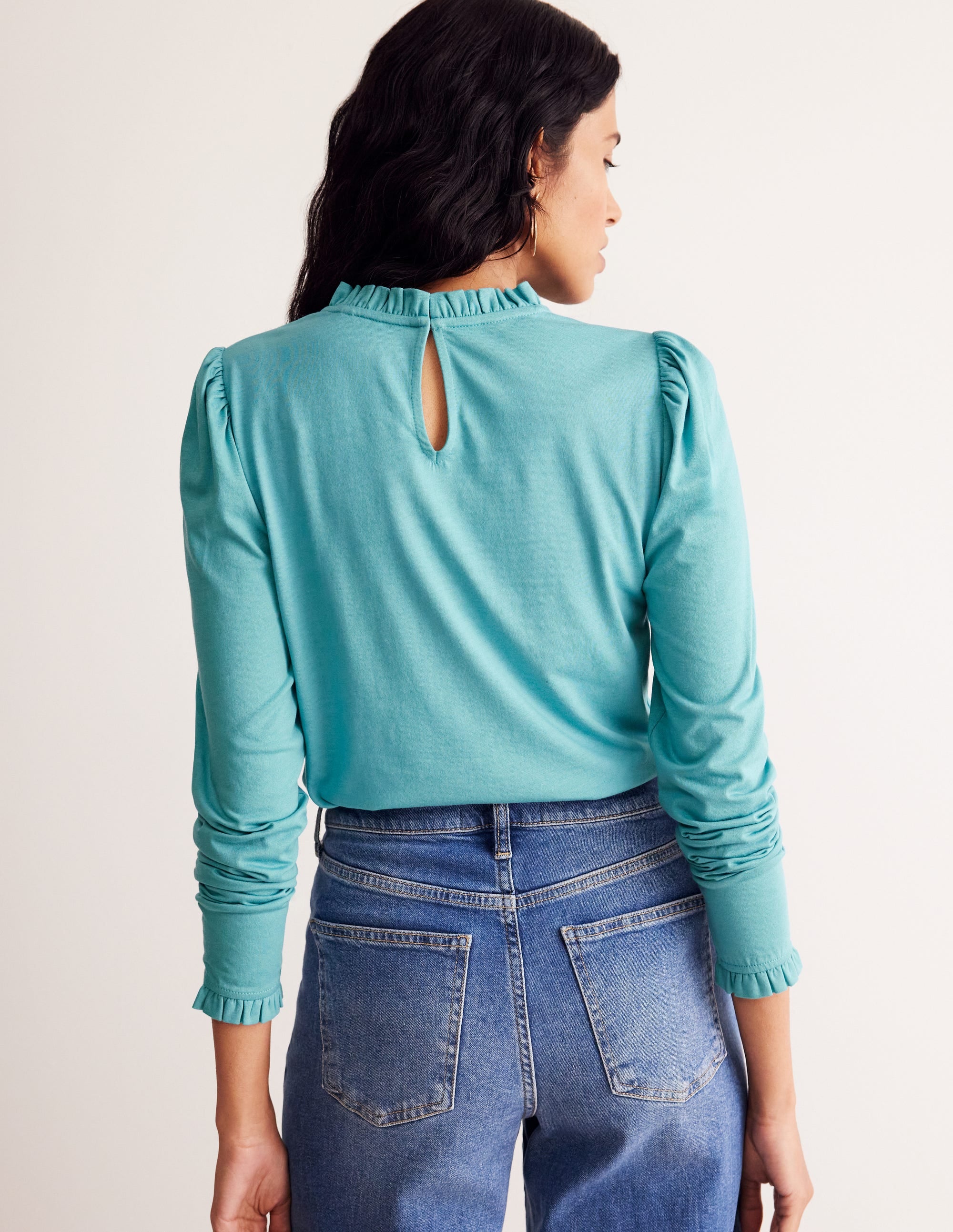 Supersoft Frill Detail Top-Blue Grass - Image 3