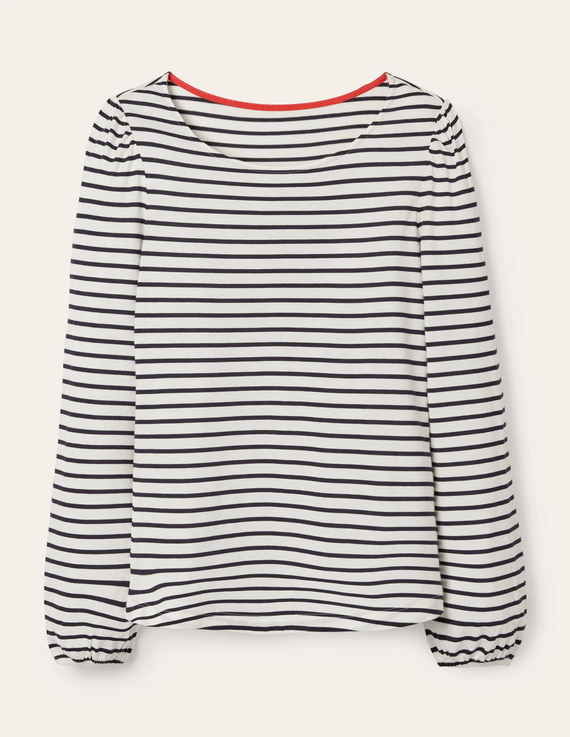 Supersoft Long Sleeve Top-Ivory, Navy - Image 5
