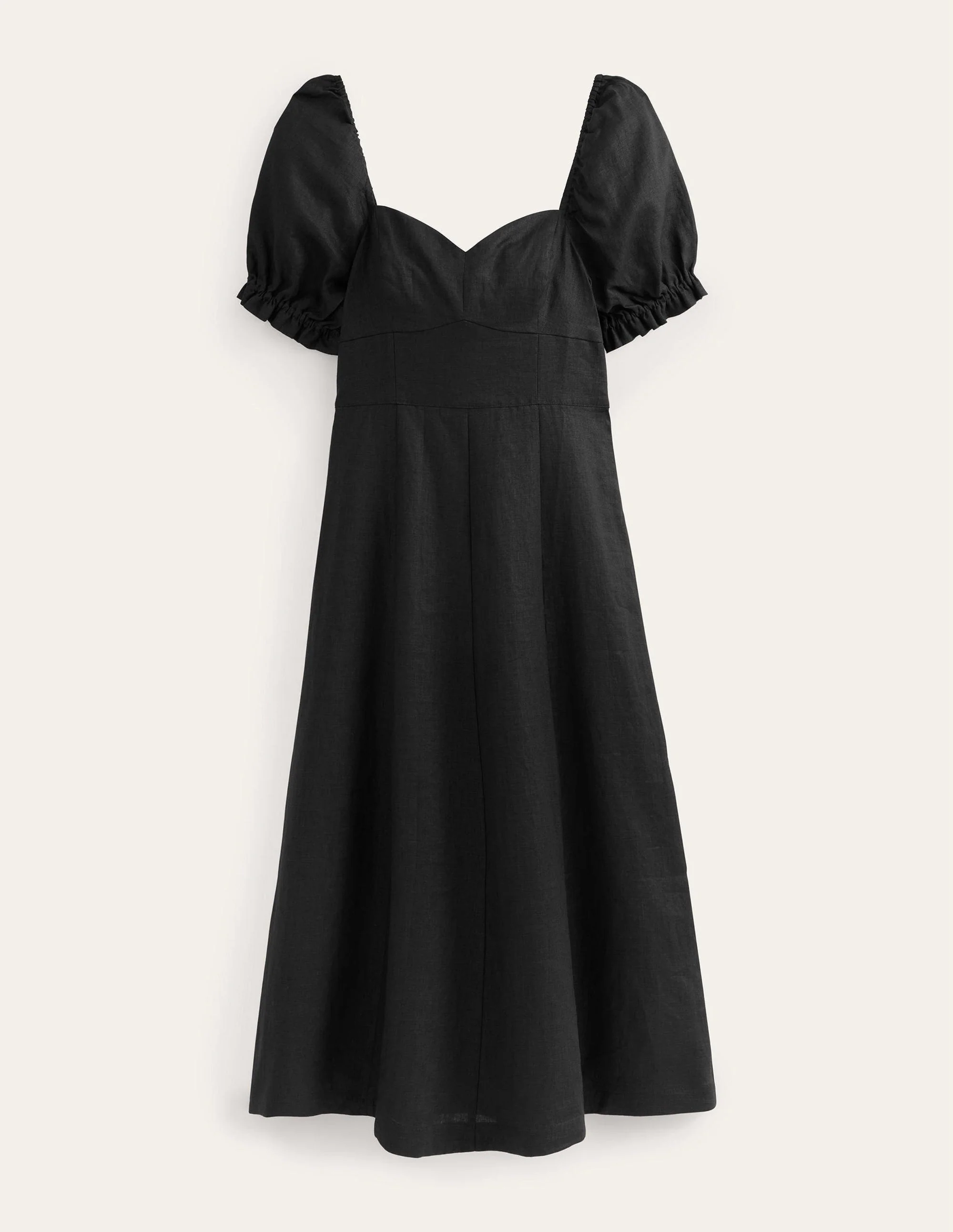 Sweetheart Linen Midi Dress-Black - Image 2