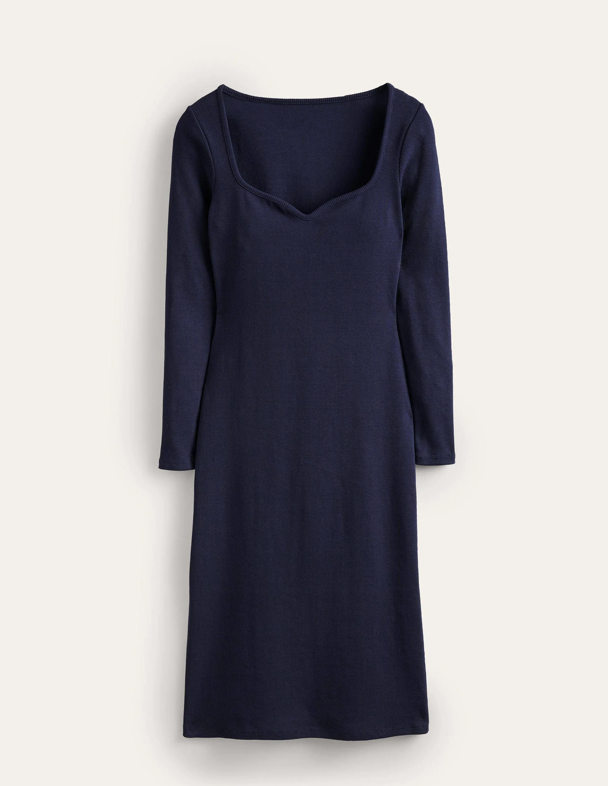 Sweetheart Ribbed Jersey Dress-Navy - Image 5