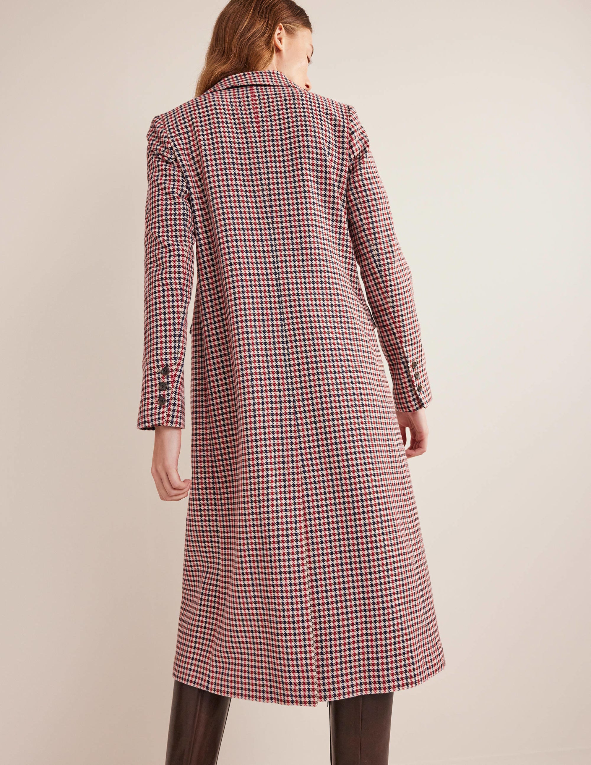 Tailored Check Maxi Coat-Red, Navy, Camel Check - Image 4