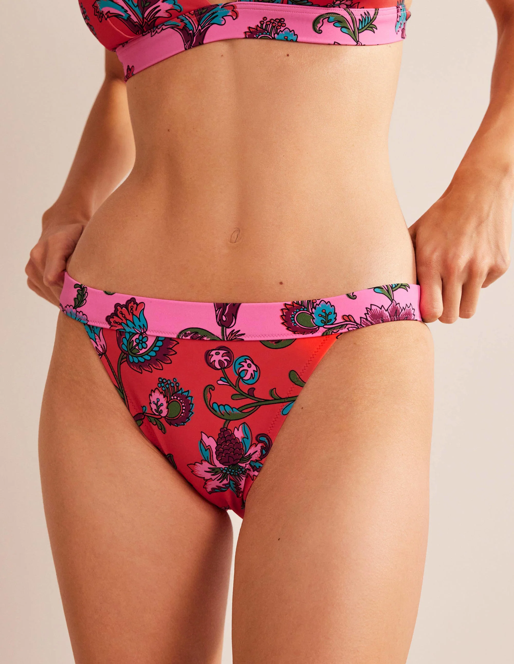 Tanga Bikini Bottoms-Spice Pink Floral - Image 4