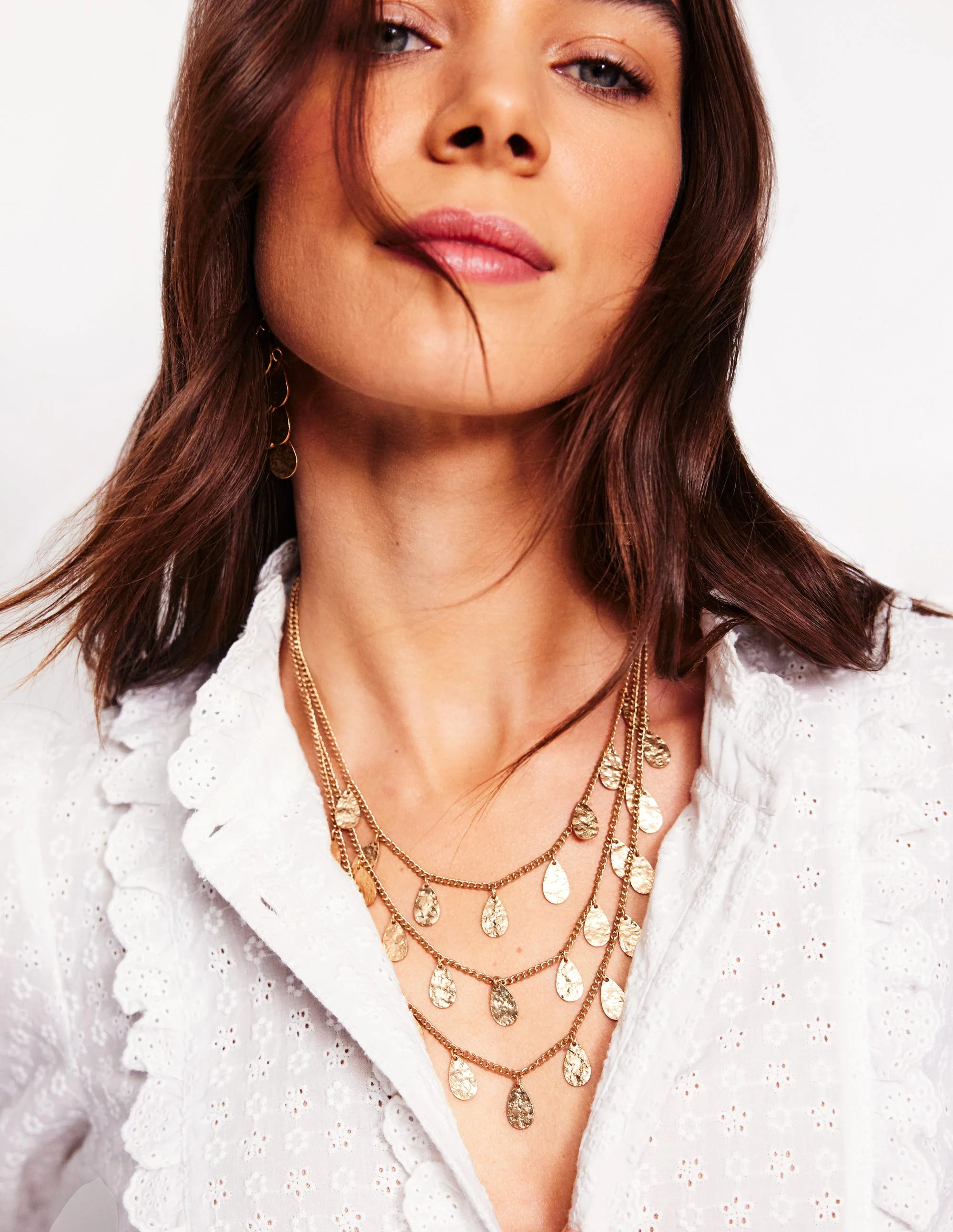 Teardrop Layered Necklace-Gold - Image 2