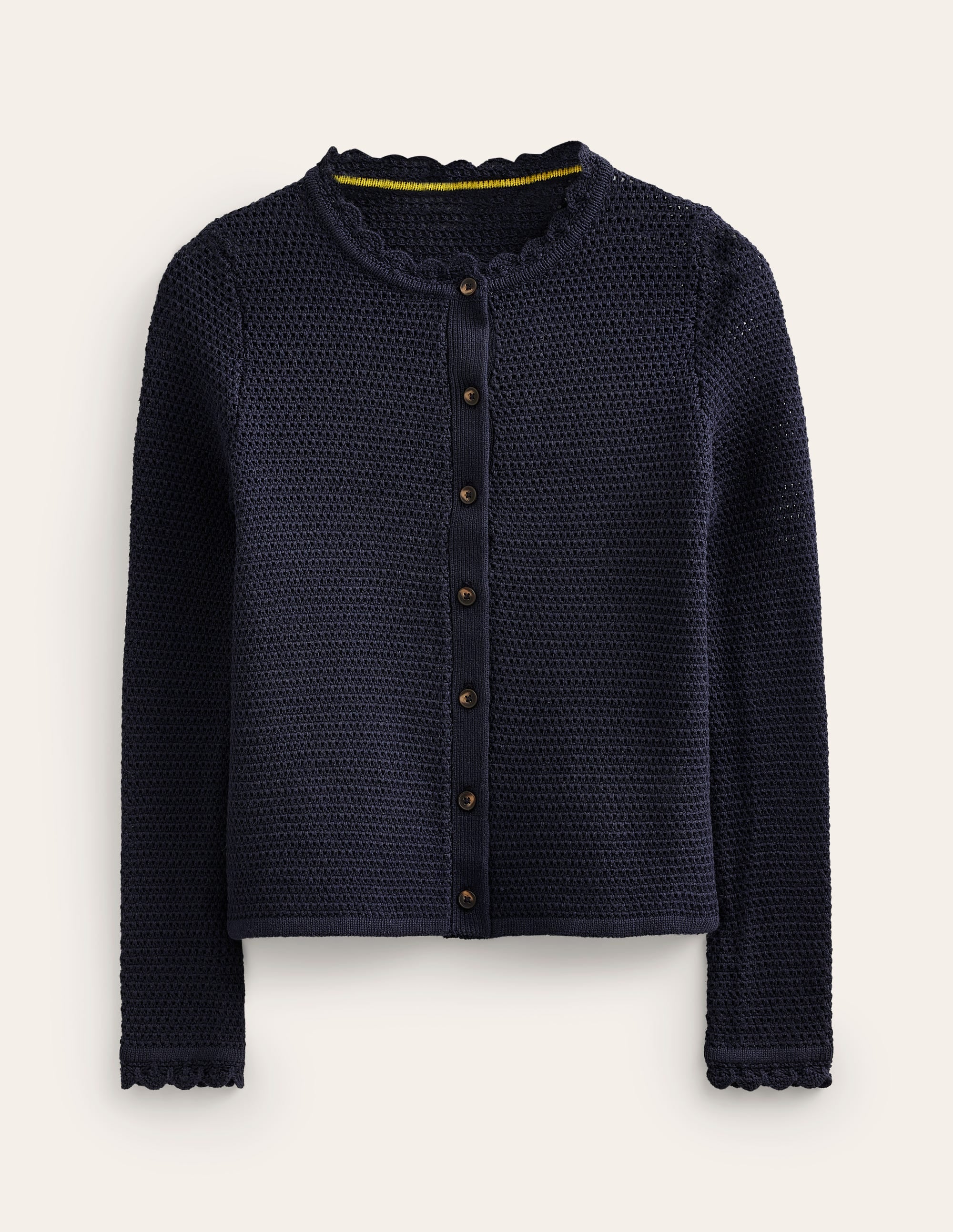 Textured Scallop Cardigan-Navy - Image 5
