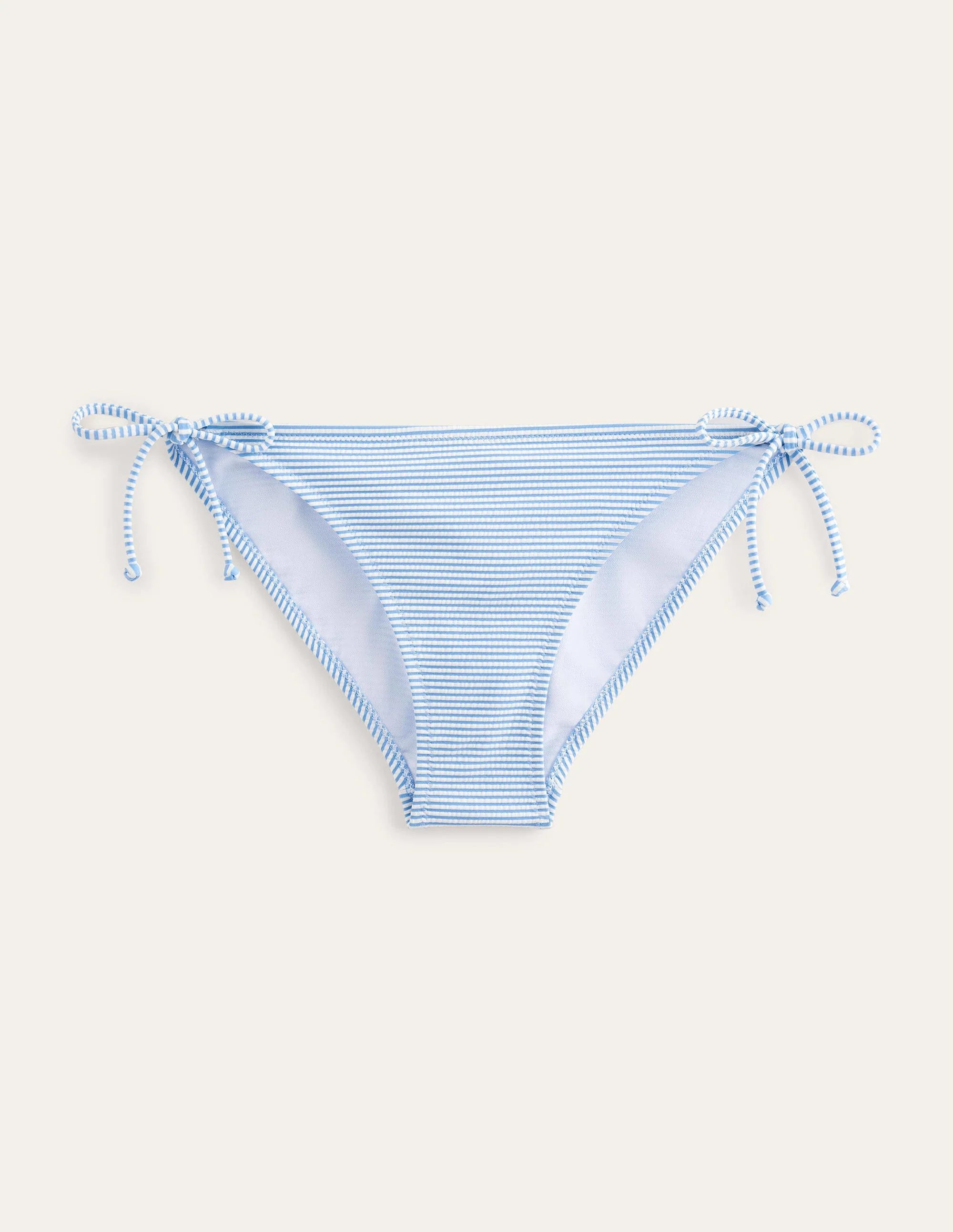 Textured String Bikini Bottoms-Blue, Ivory Seersucker Stripe - Image 5