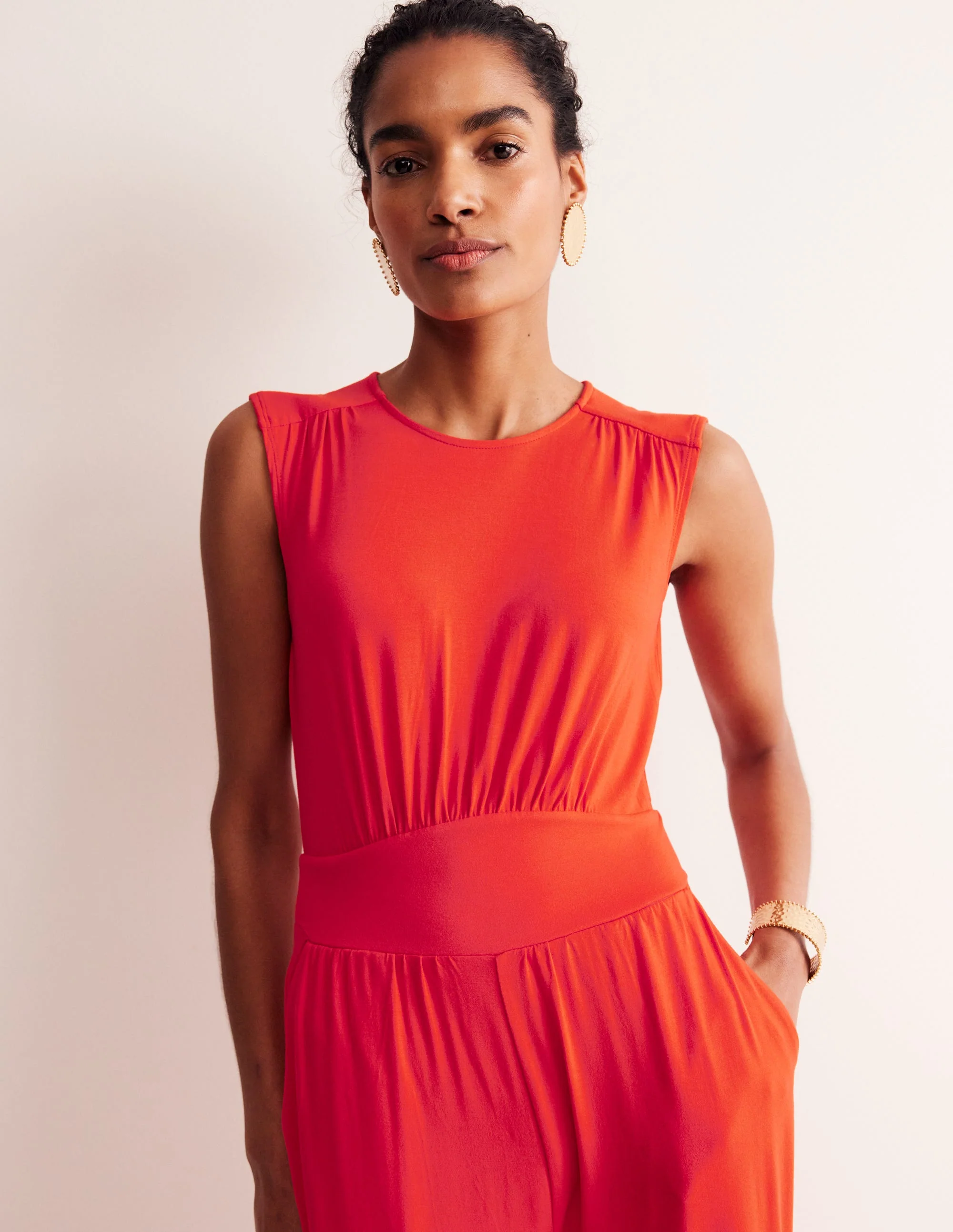 Thea Jersey Jumpsuit-Flame Scarlet - Image 2