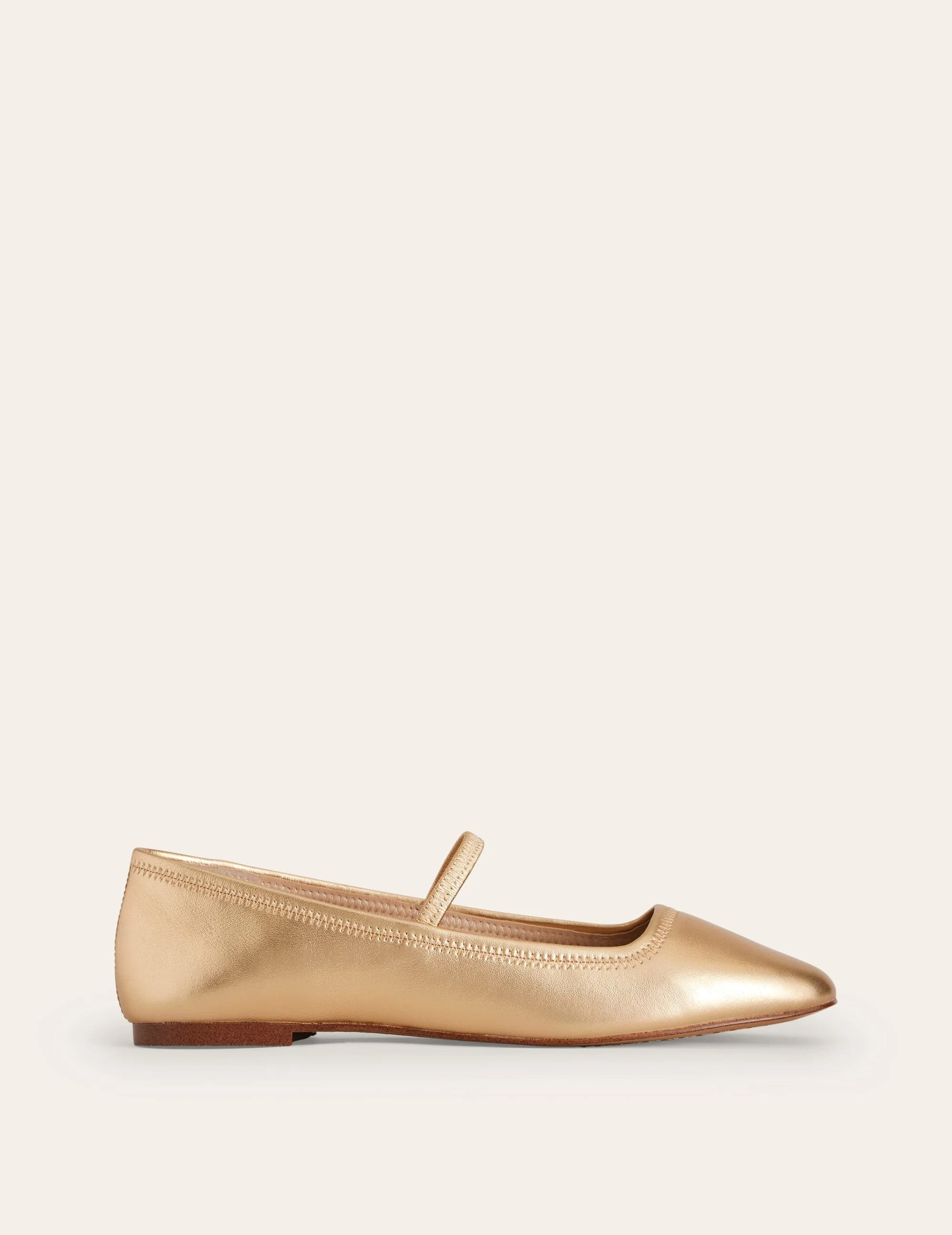 Thea Mary Jane Ballet Flats-Gold Metallic Leather