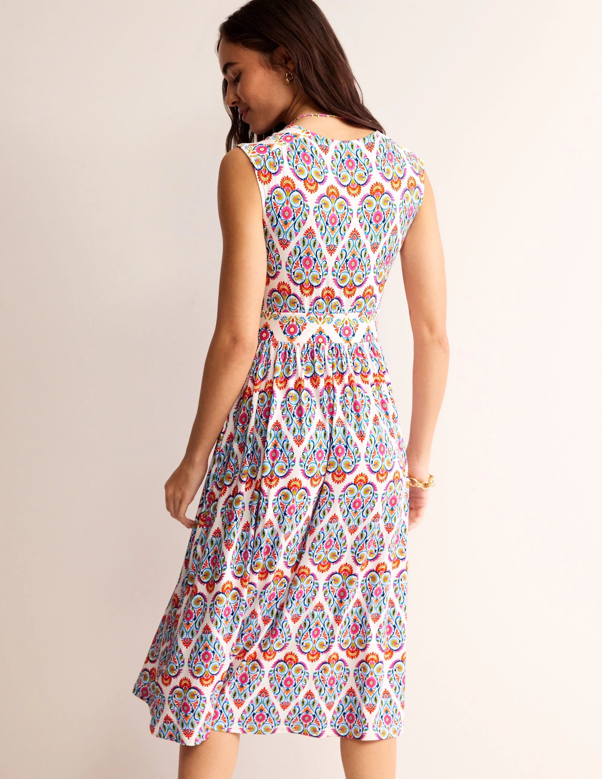 Thea Sleeveless Midi Dress-Multi, Flora Stamp - Image 3