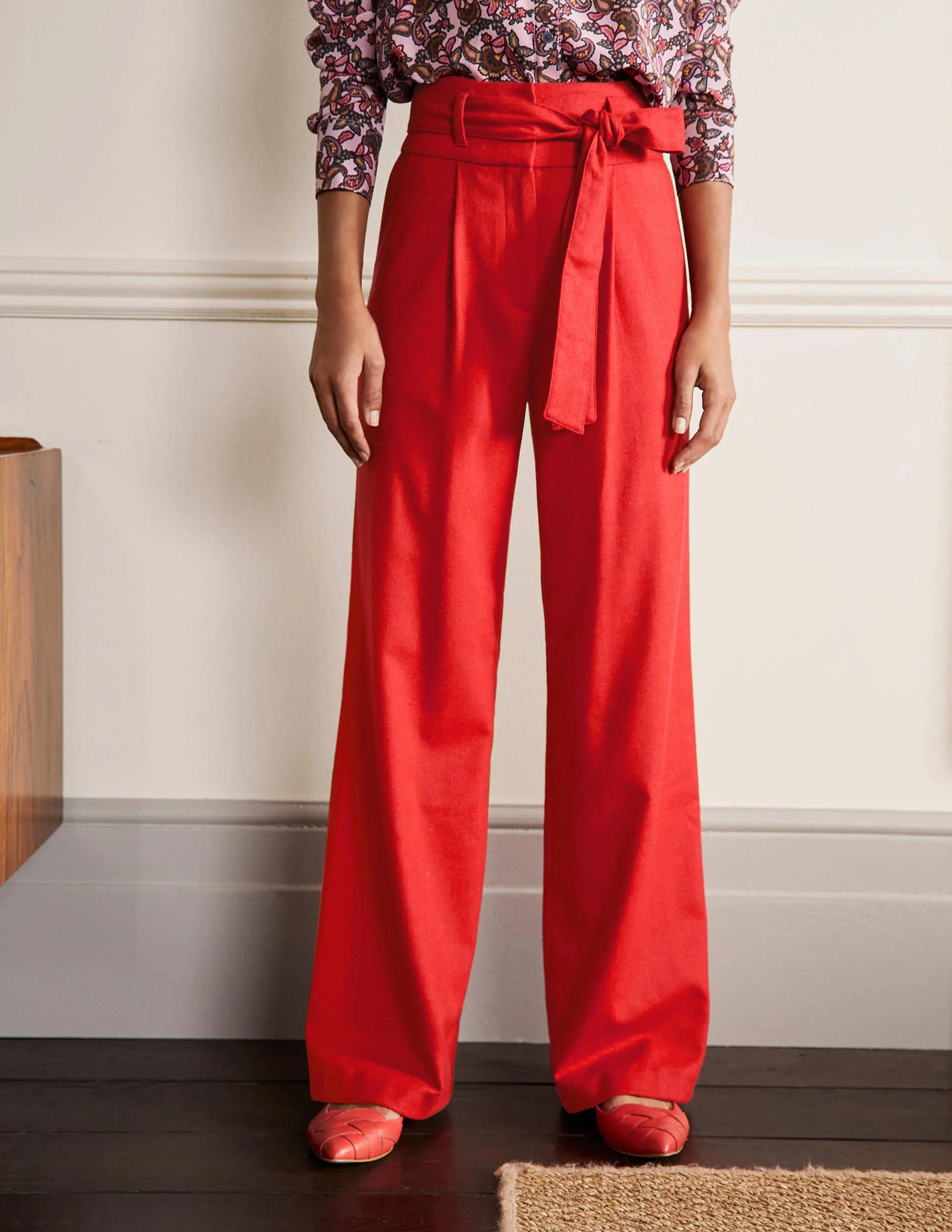 Tie Waist Wide Leg Trousers-Poppadew - Image 4