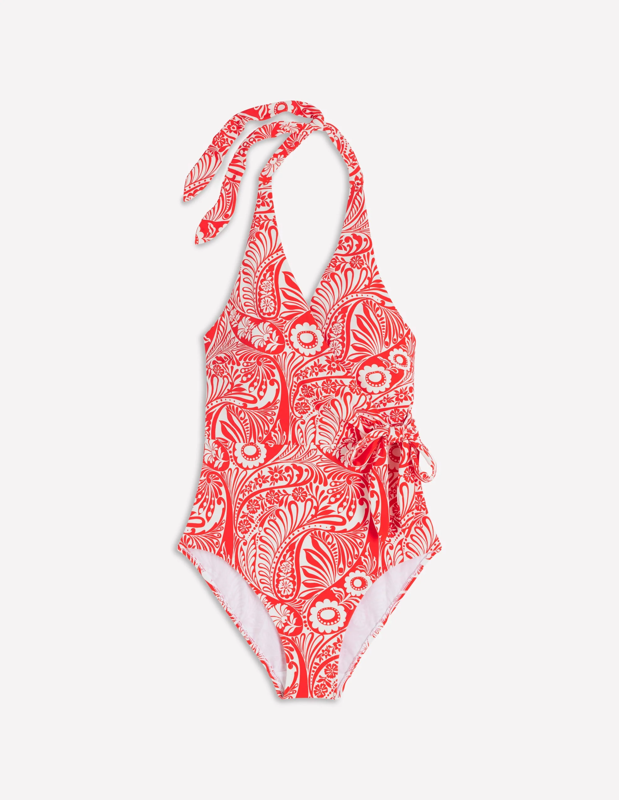 Tilos Tie Side Swimsuit-Poppy Red, Enchanted Paisley - Image 5