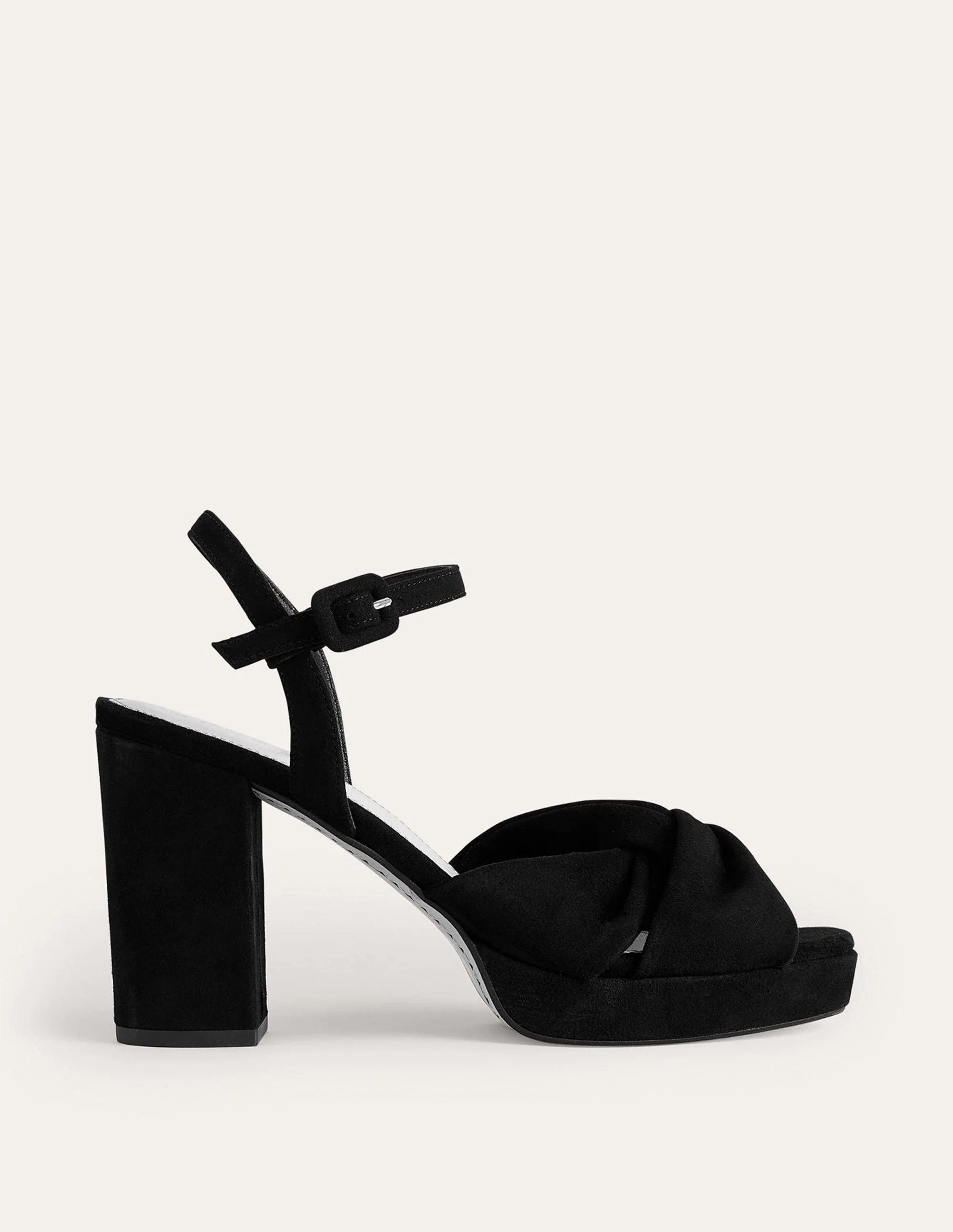 Twist-Front Heeled Platforms-Black Suede - Image 2