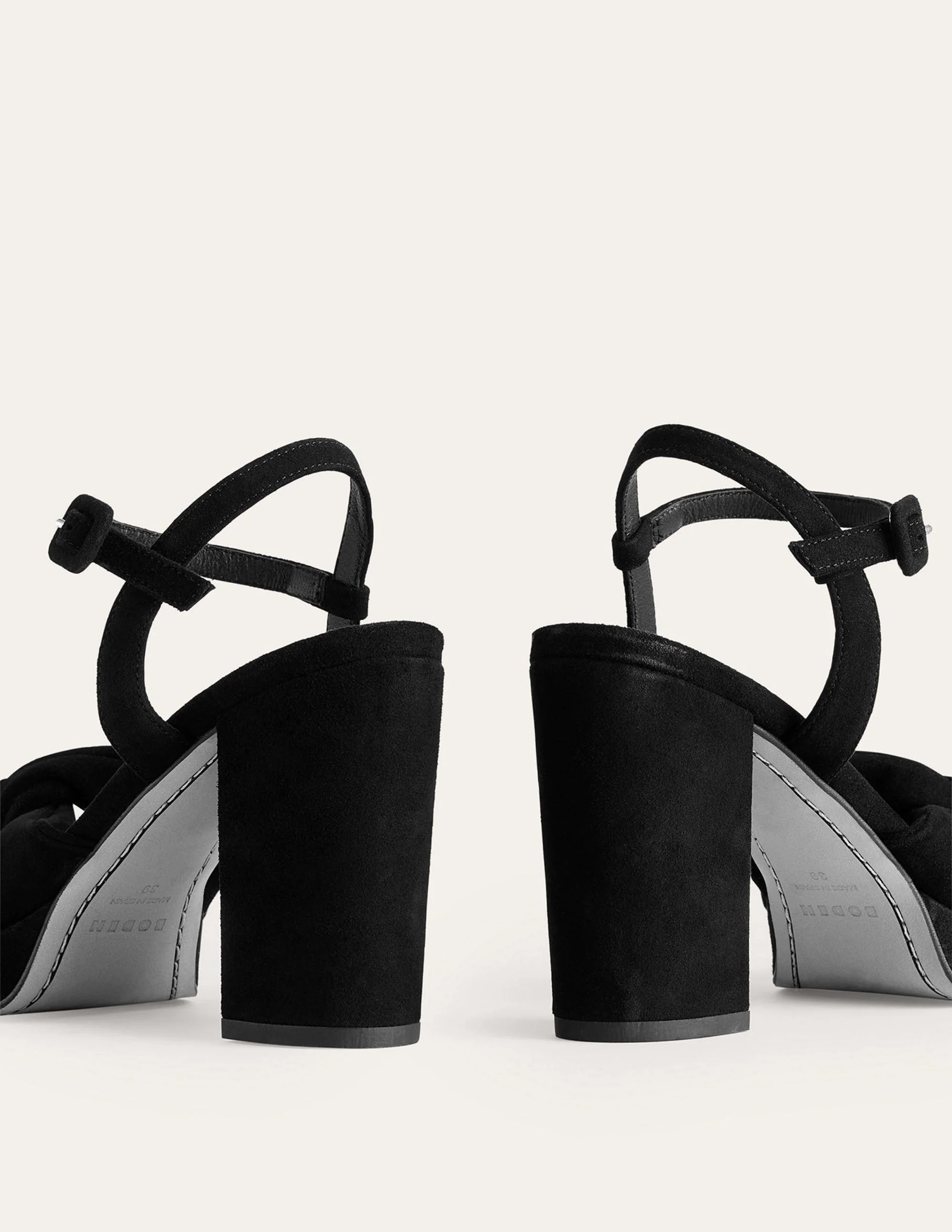 Twist-Front Heeled Platforms-Black Suede - Image 4