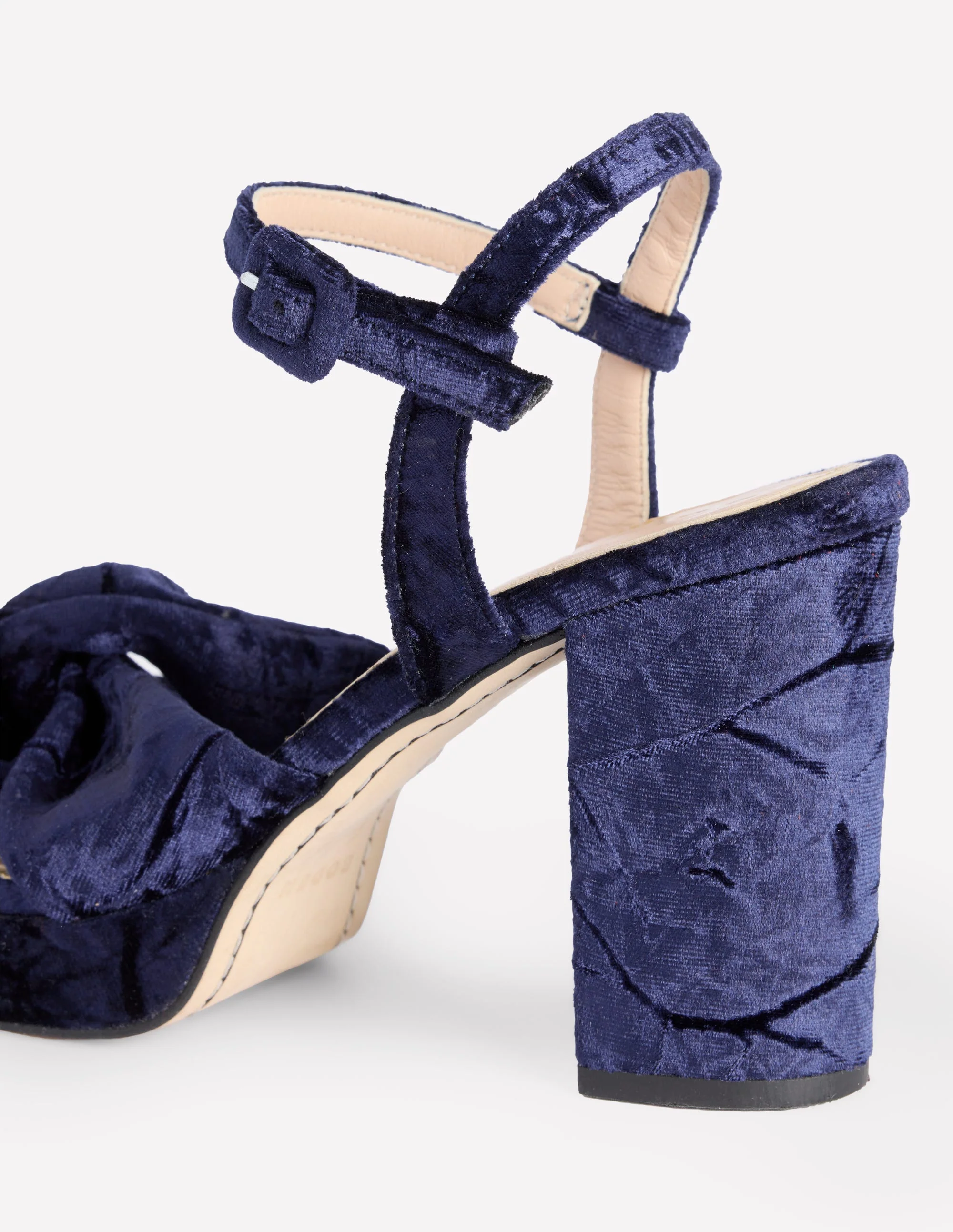 Twist-Front Heeled Platforms-Navy Velvet - Image 4