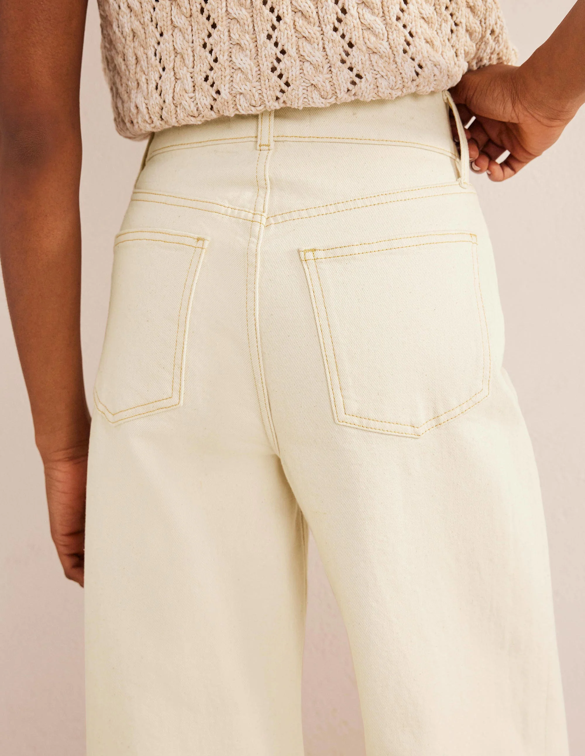 Ultra High Rise Wide Leg Jeans-Ecru - Image 2