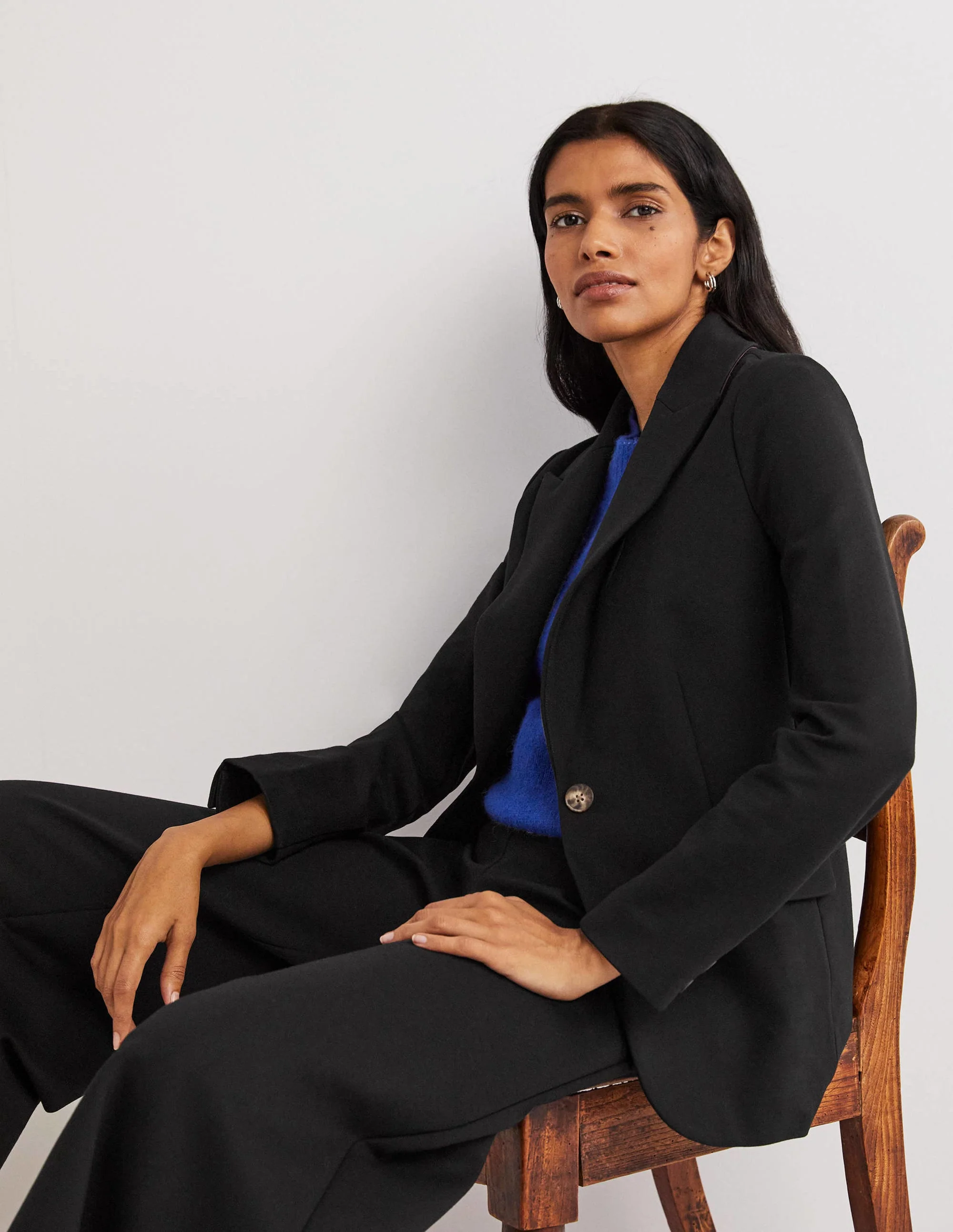 Unlined Jersey Blazer-Black - Image 5