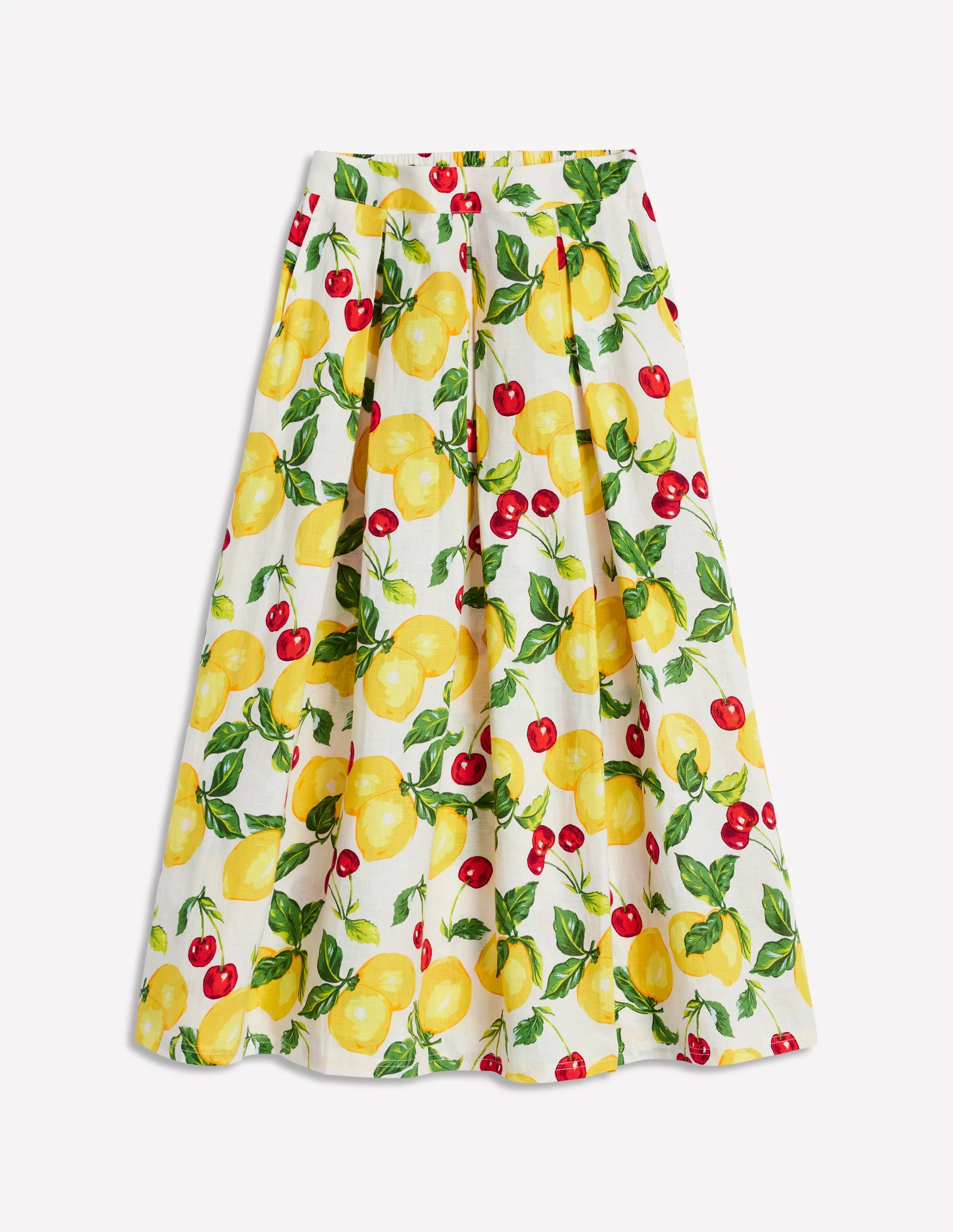 Verity Linen Midi Skirt-Ivory, Cherries and Lemons - Image 6