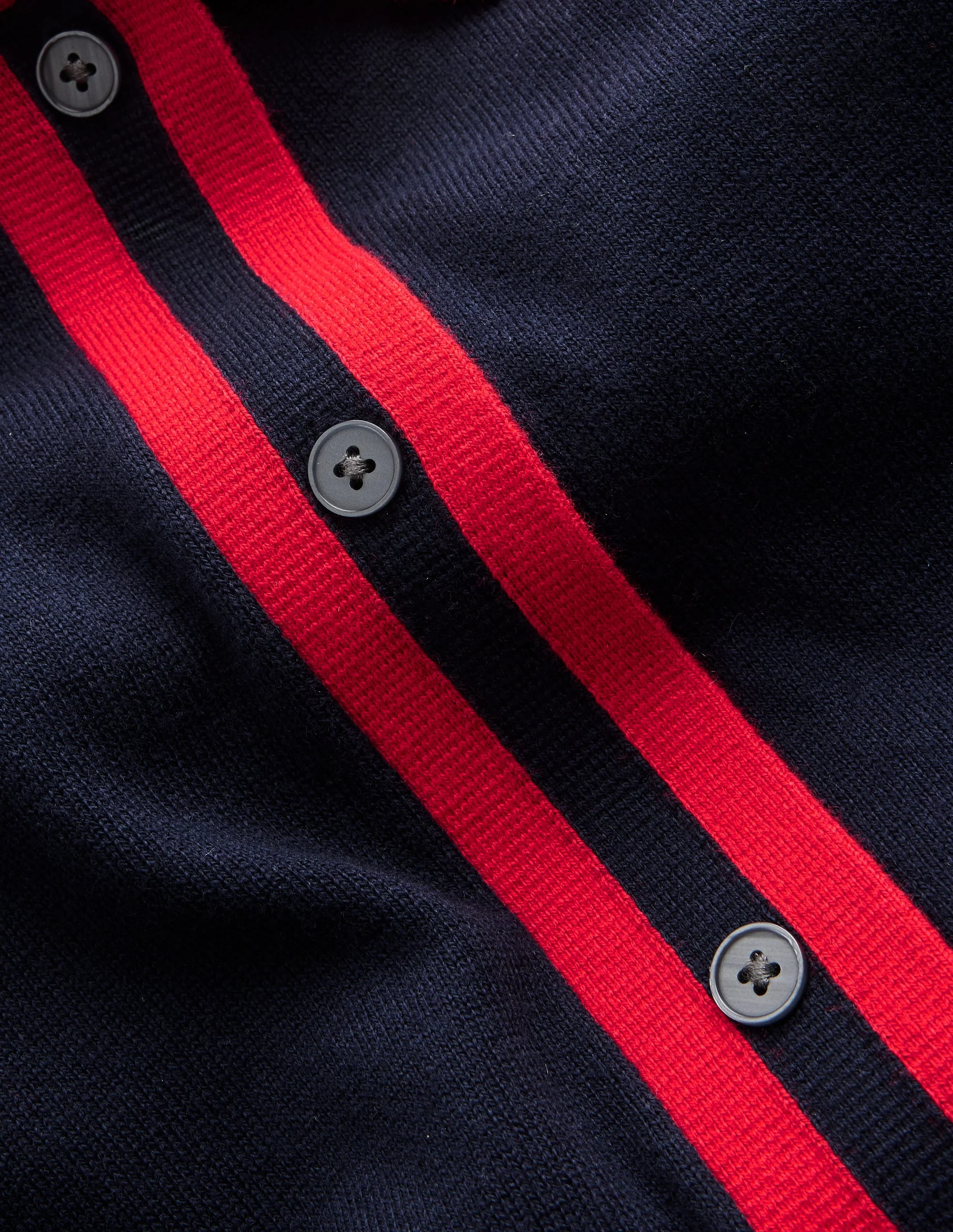Victoria Knitted Shirt Dress-Navy and Rouge - Image 6