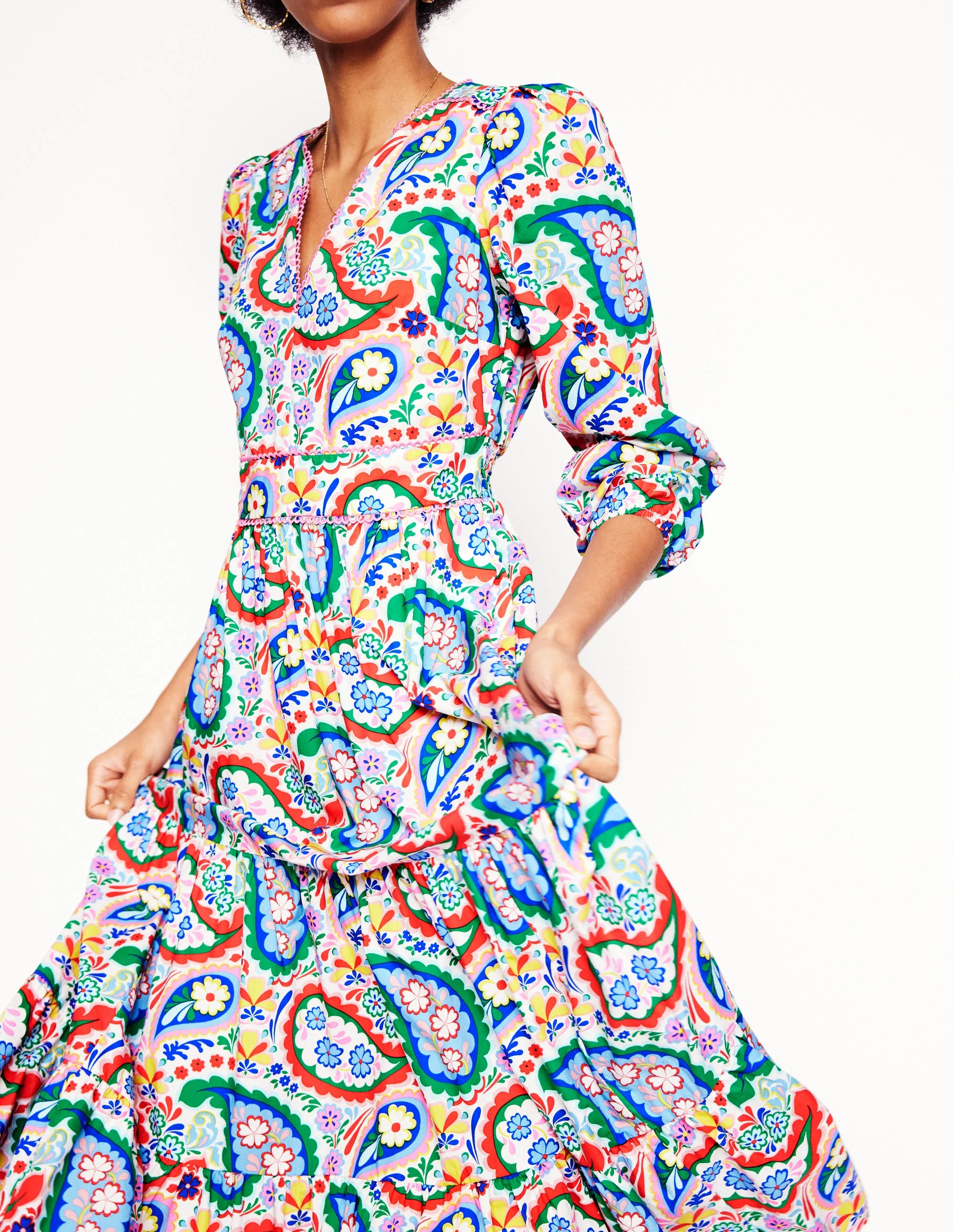 Violet Midi Dress-Multi, Meadow Paisley - Image 6