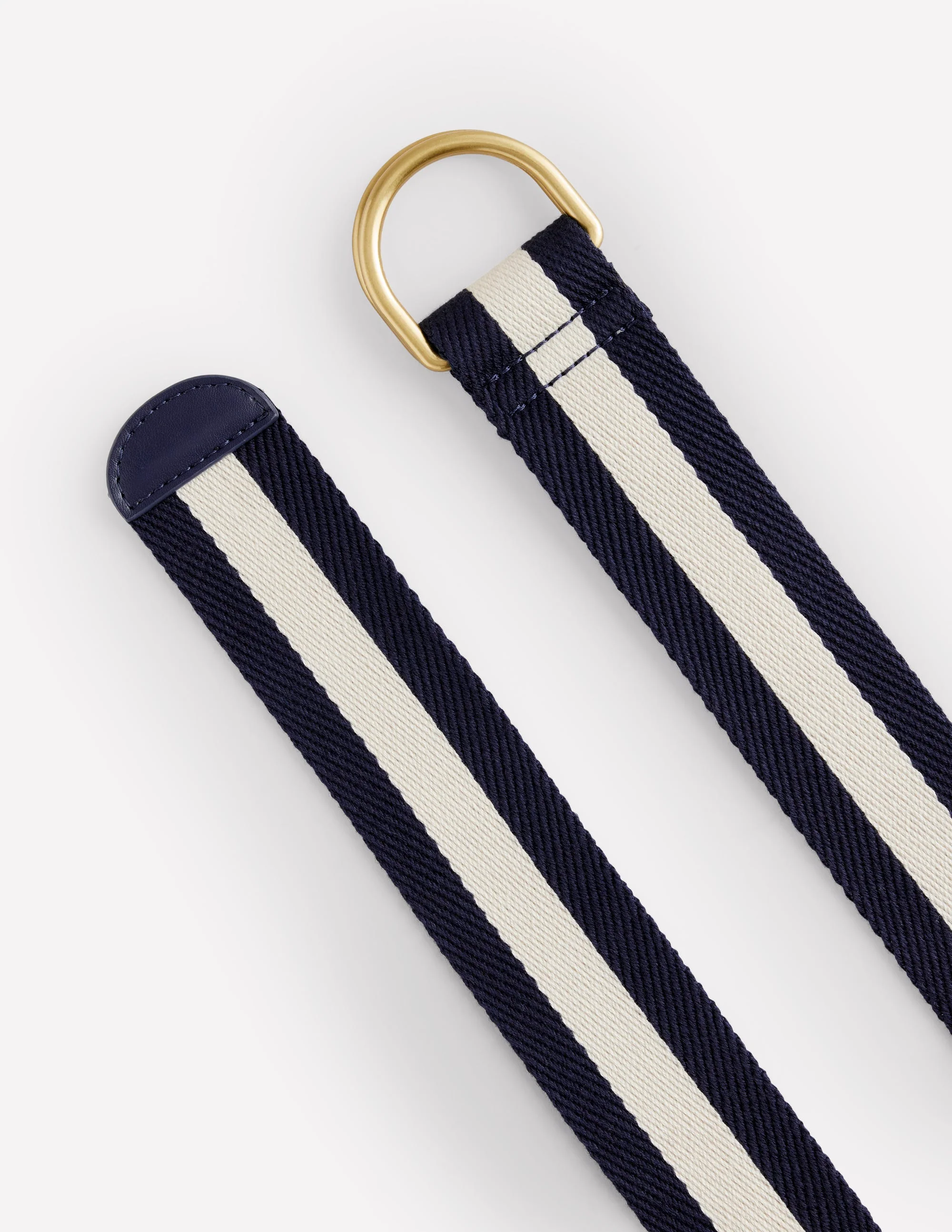 Webbing D-Ring Belt-Navy and Ivory - Image 3