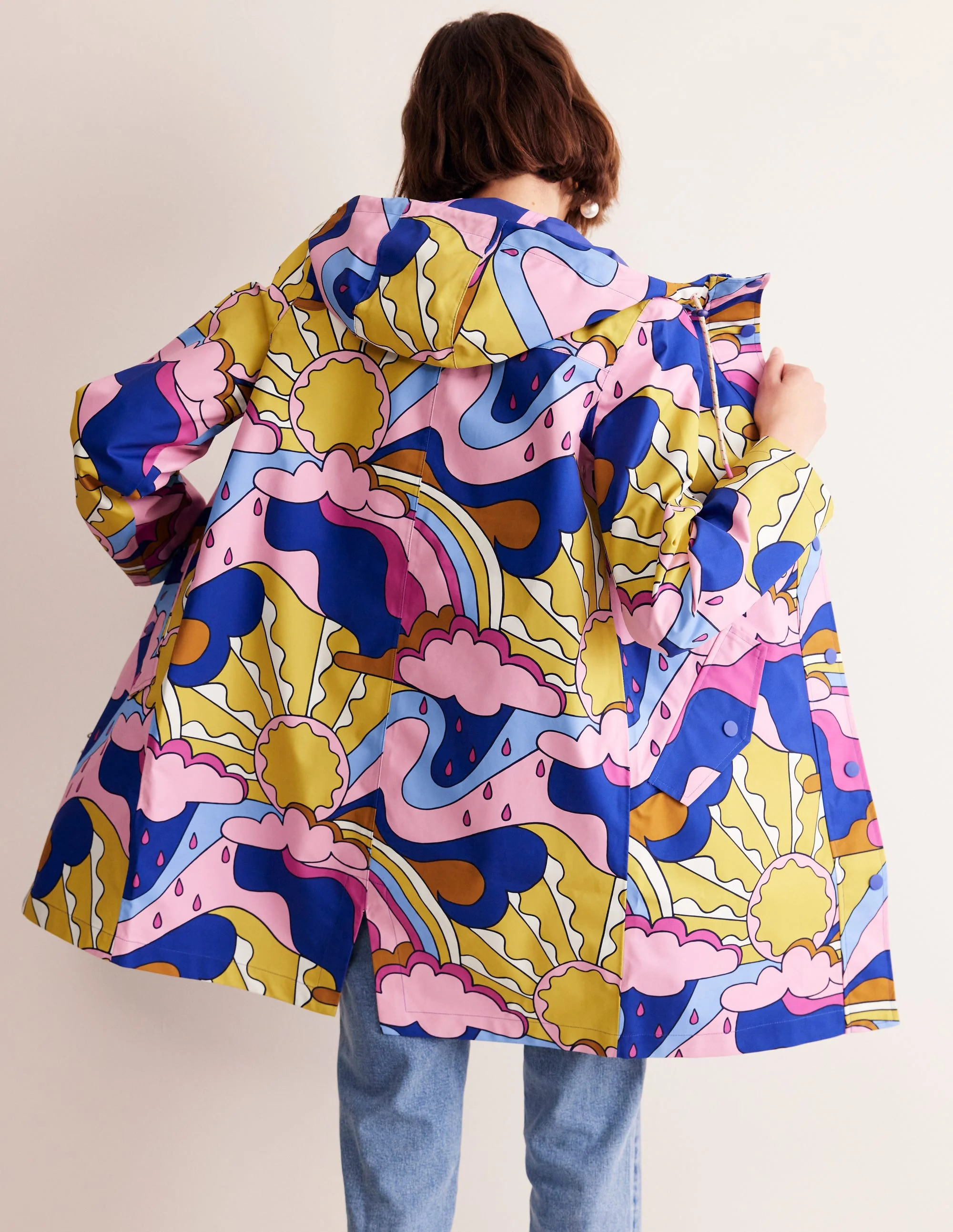 Wells Waterproof Hooded Coat-Orchid Smoke, Sunshine - Image 3