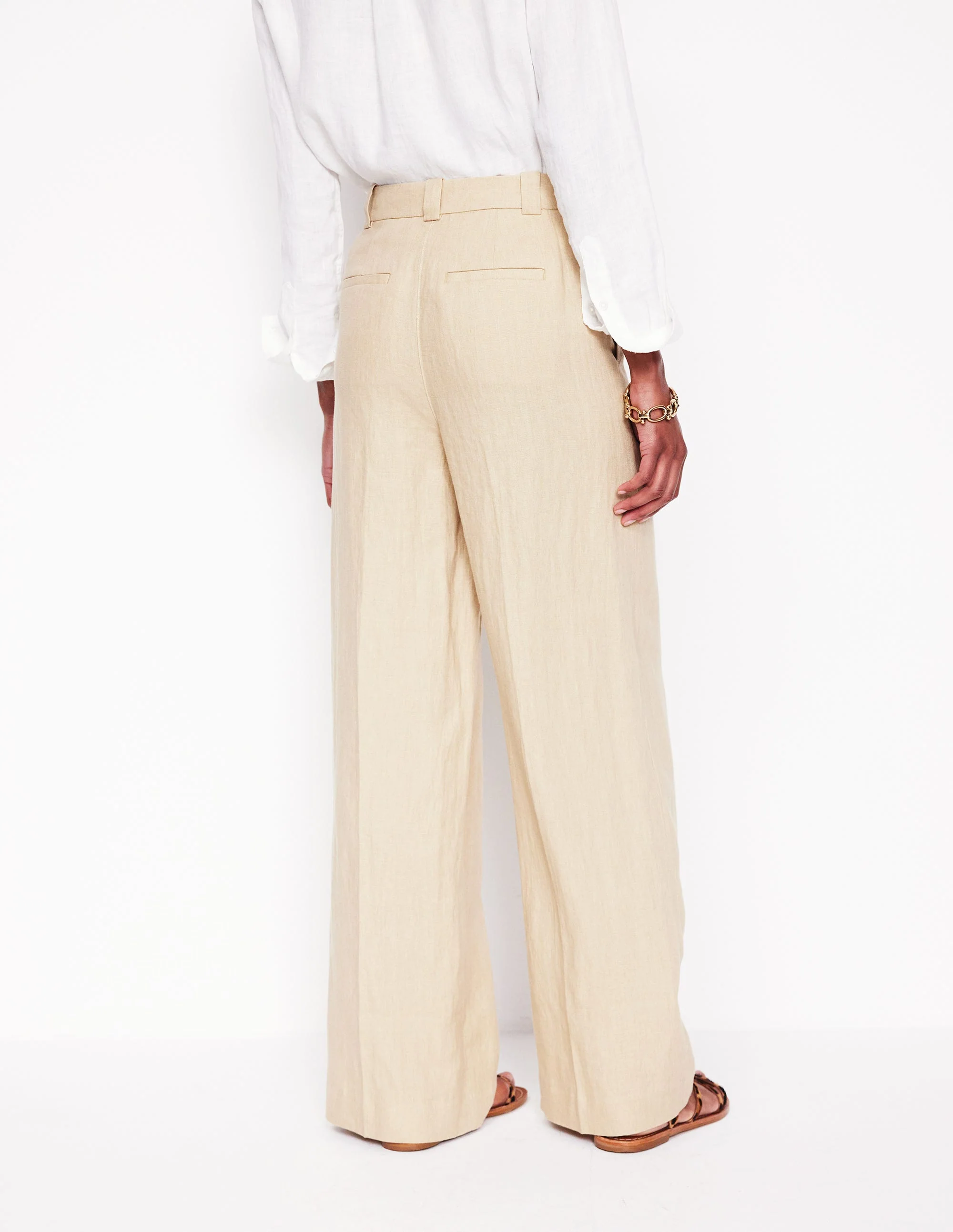 Westbourne Linen Trousers-Oatmeal - Image 4