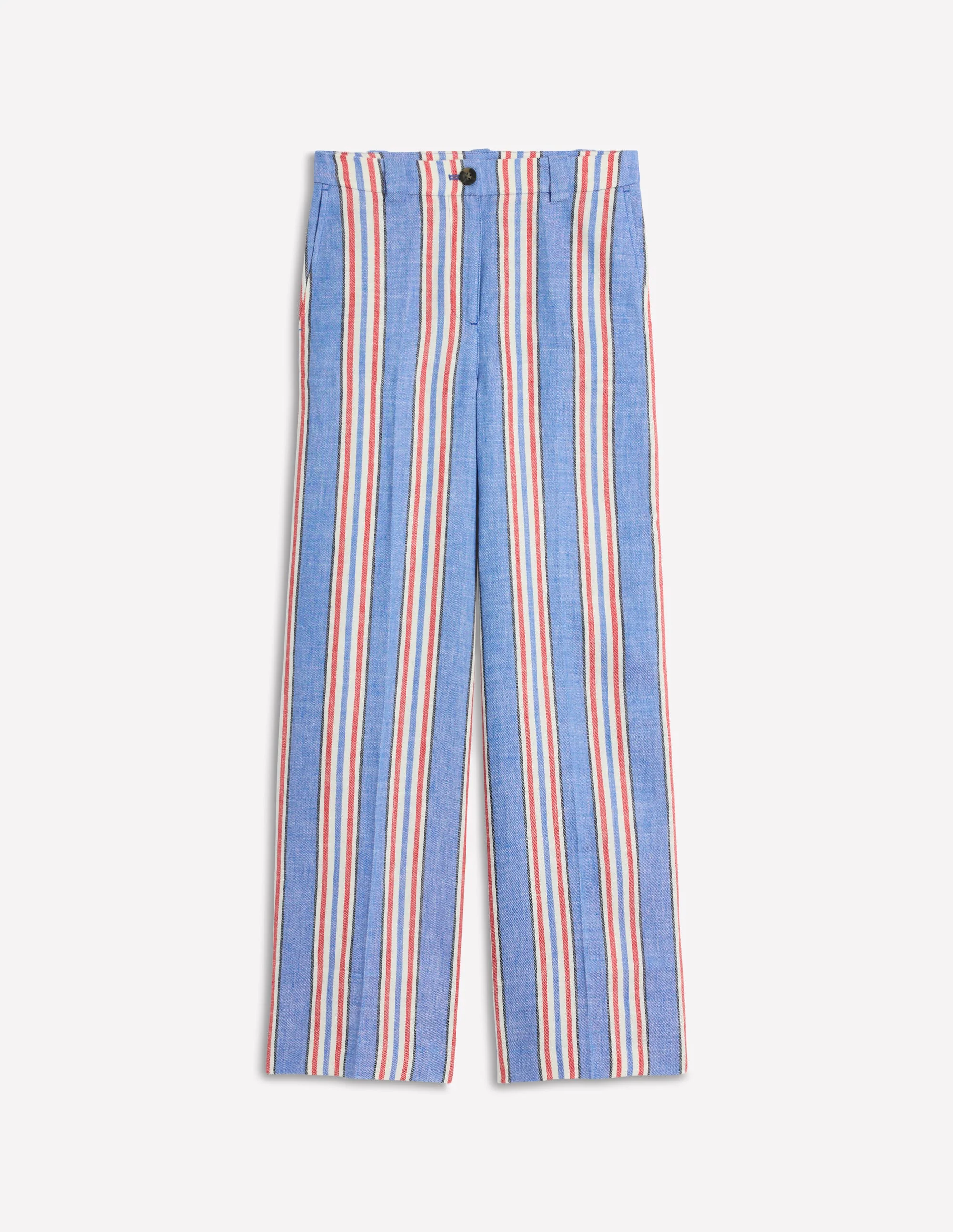 Westbourne Linen Trousers-Peacock Blue, Red Stripe - Image 6