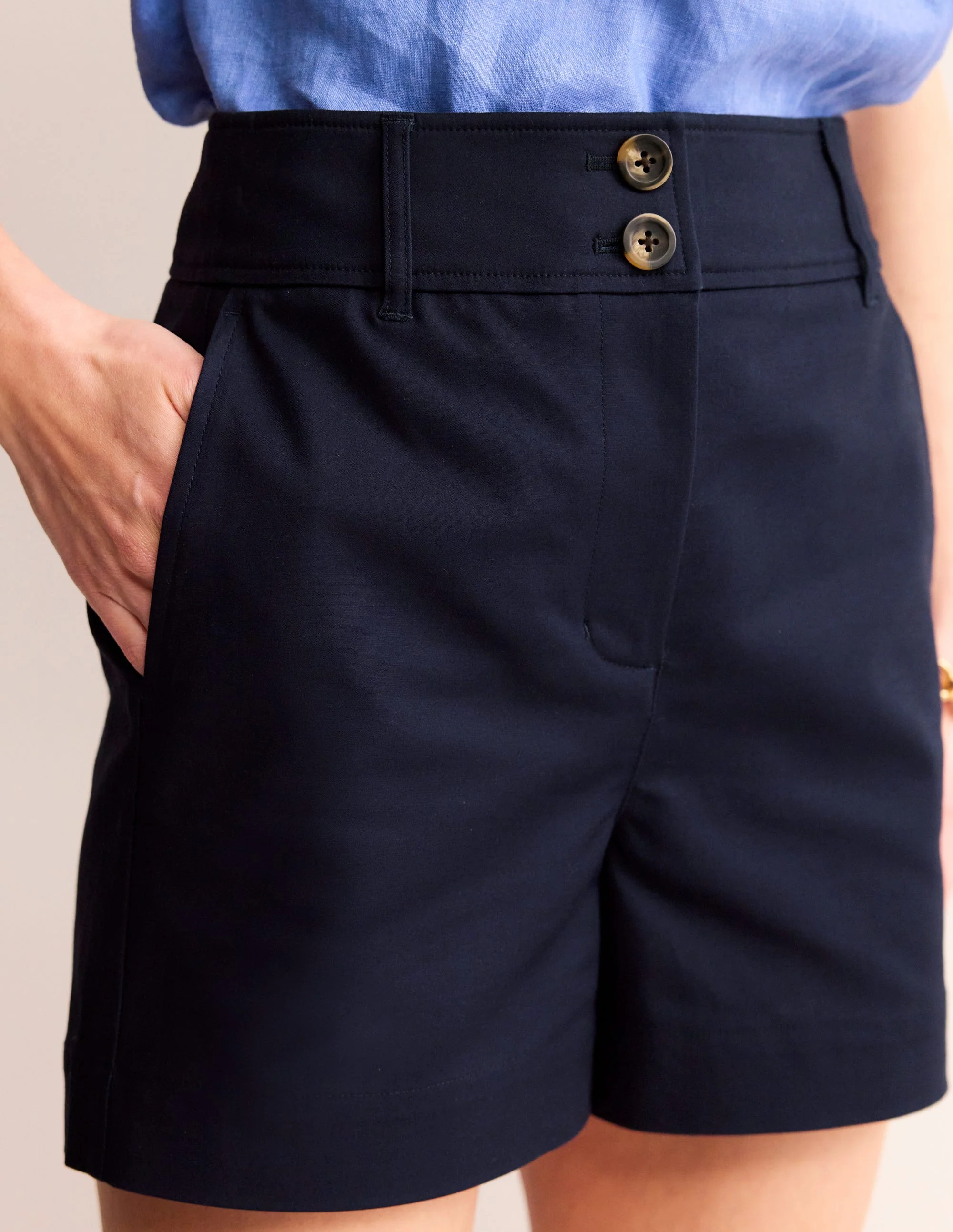 Westbourne Sateen Shorts-Navy - Image 2