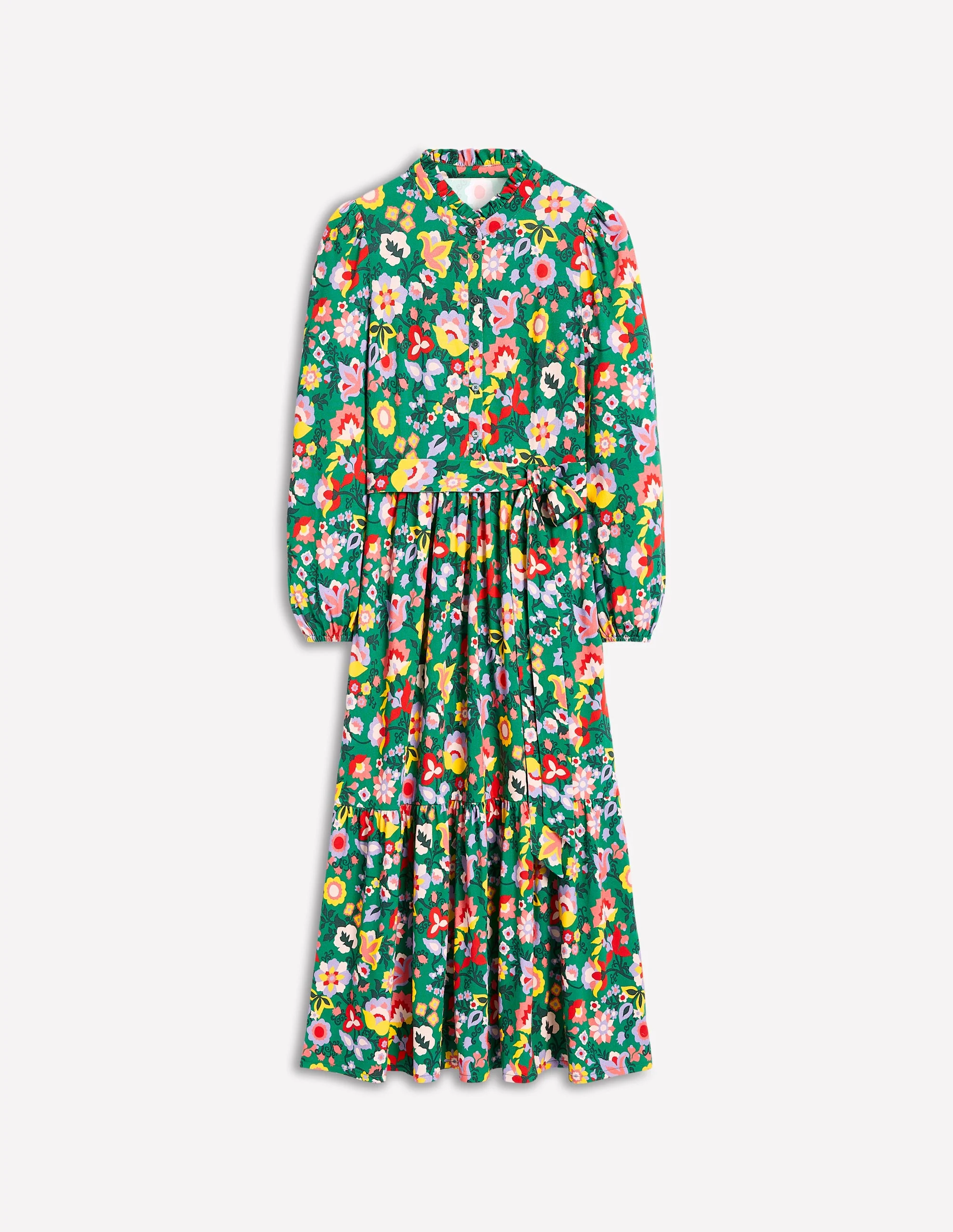 Willow Tiered Jersey Dress-Forest Grass, Flourishing Vine - Image 6