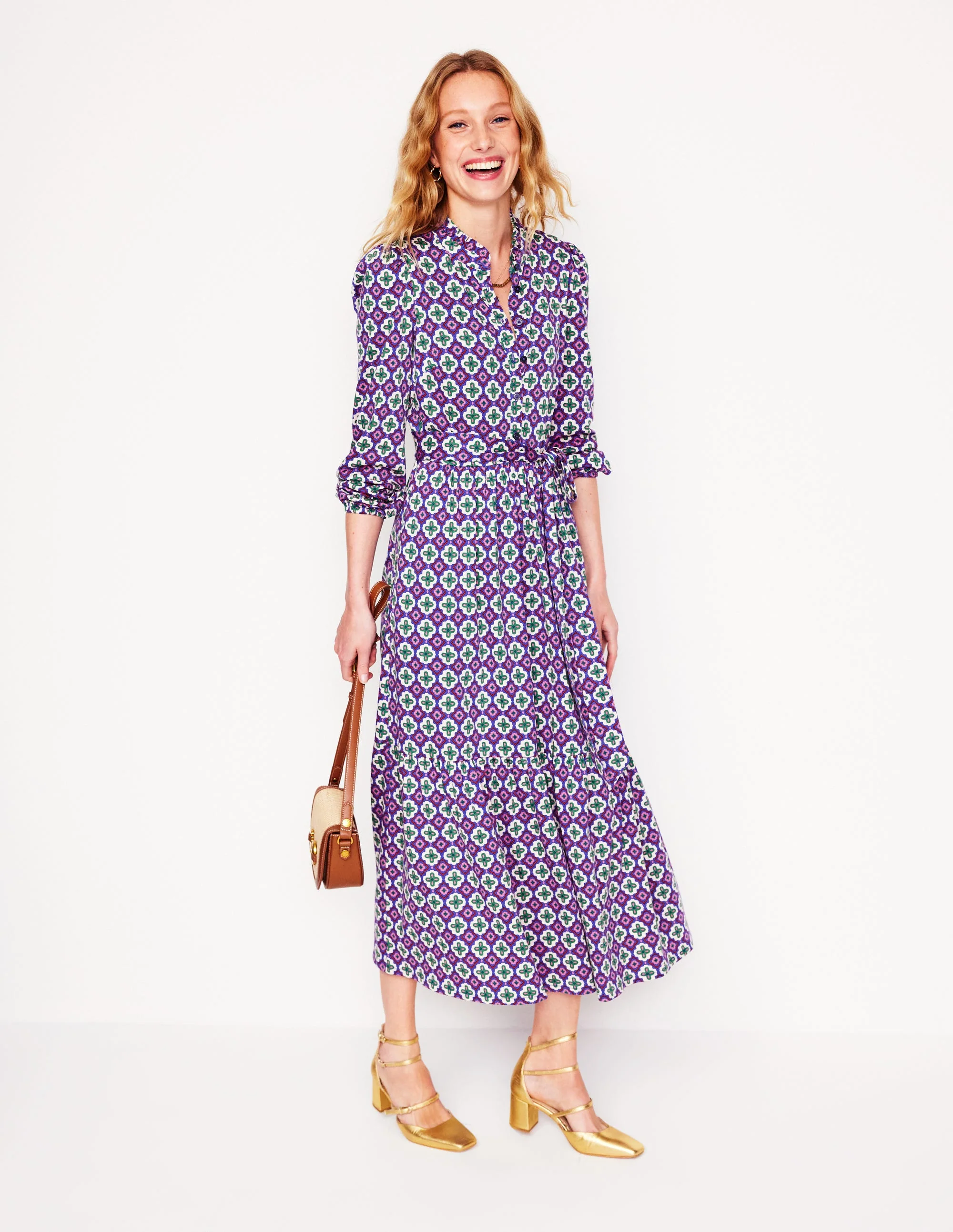 Willow Tiered Jersey Dress-Multi, Moroccan Diamond - Image 4