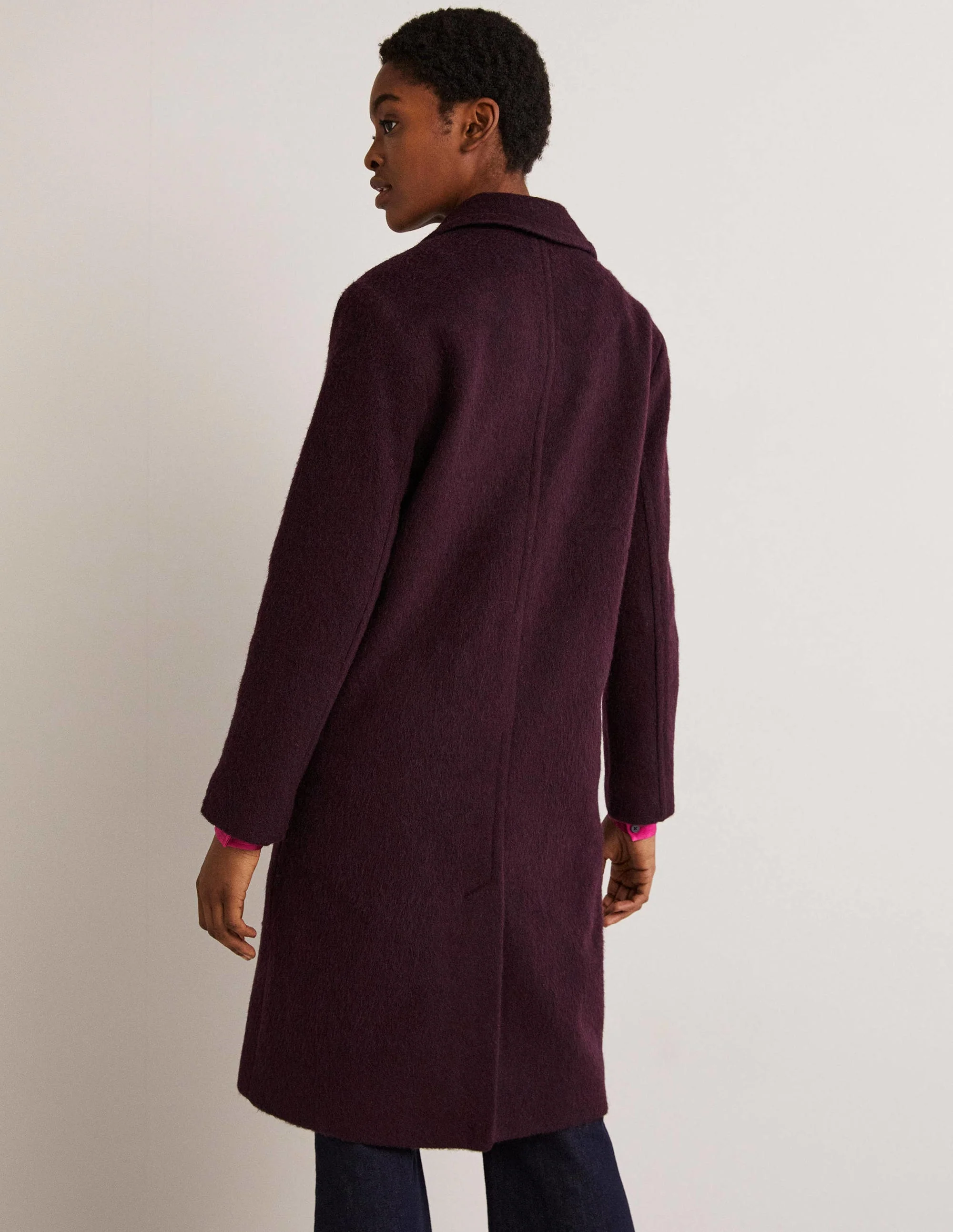 Wool Blend Collared Coat-Fig - Image 3