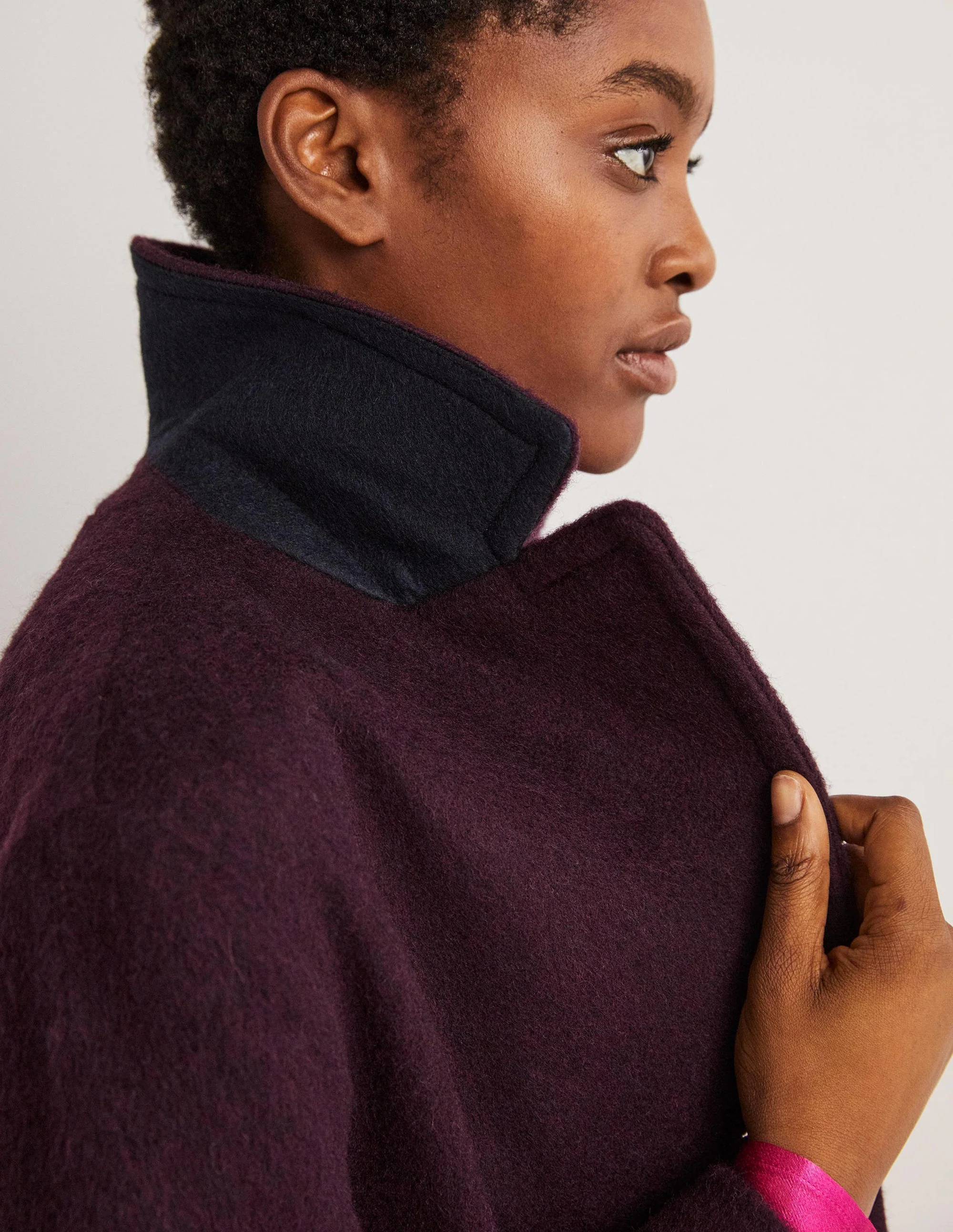 Wool Blend Collared Coat-Fig - Image 4