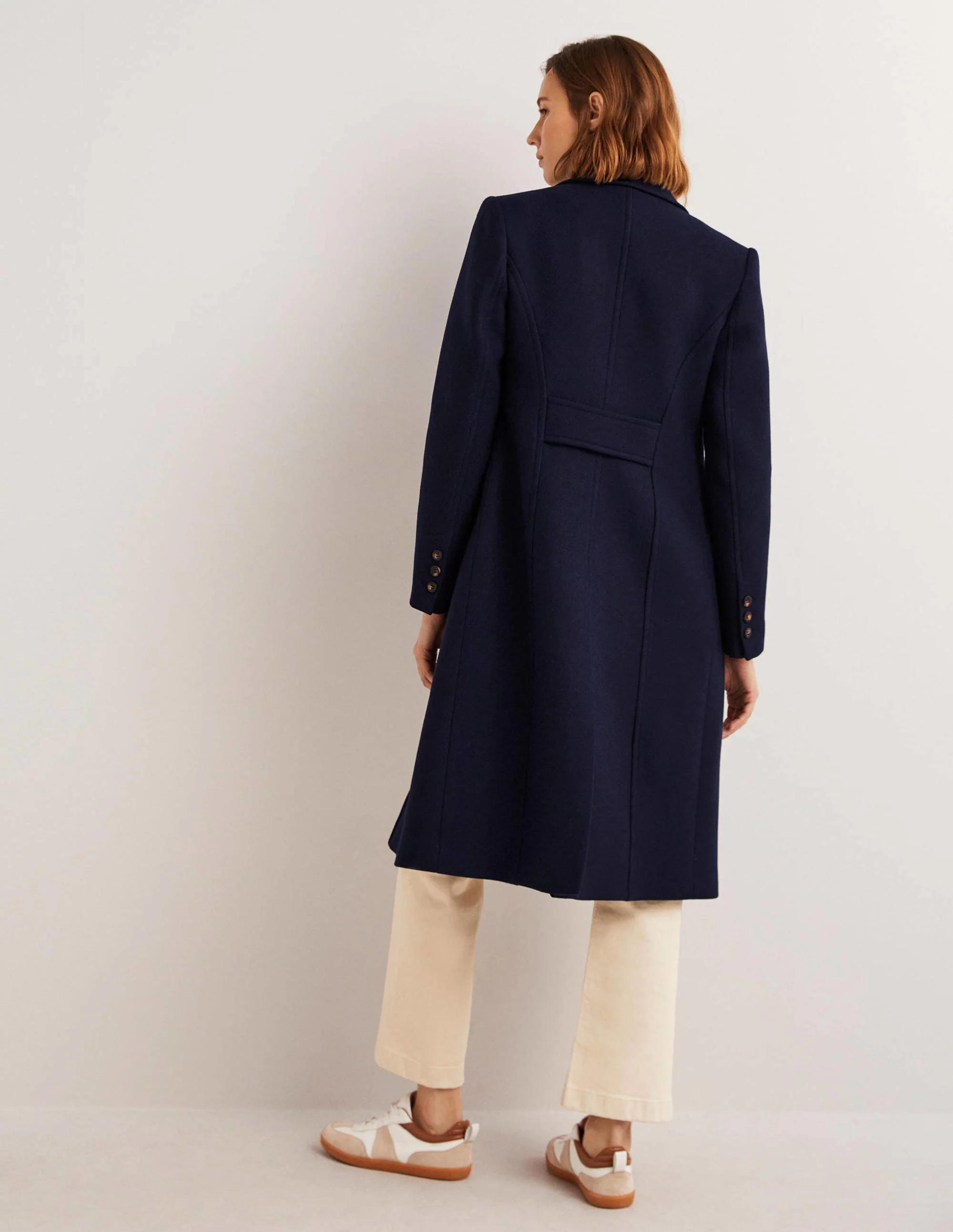 Wool Blend Tailored Coat-Navy - Image 3